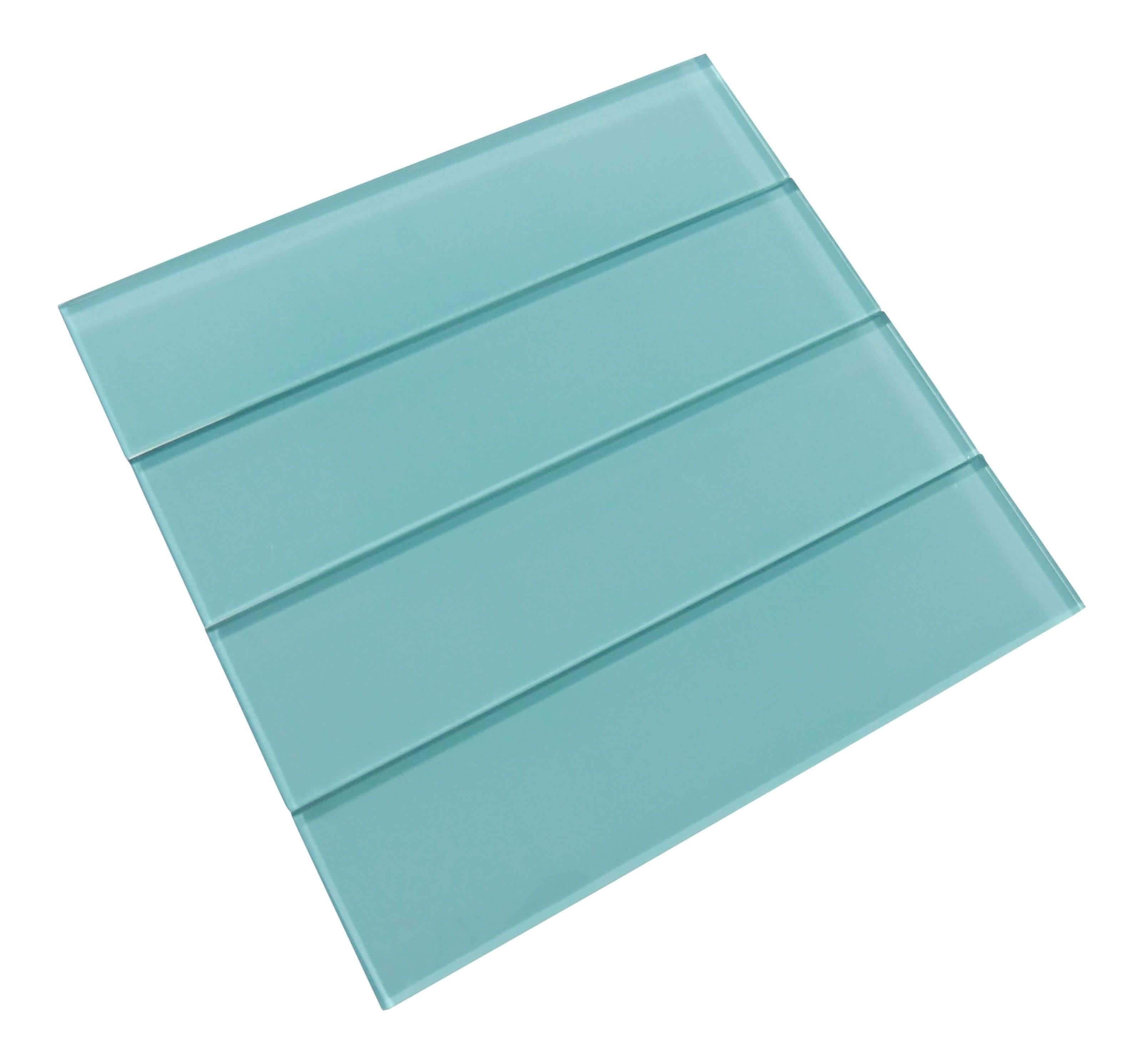 Crystal Oasis Aqua 3" x 12" Glossy Glass Subway Tile Matrix Mosaics