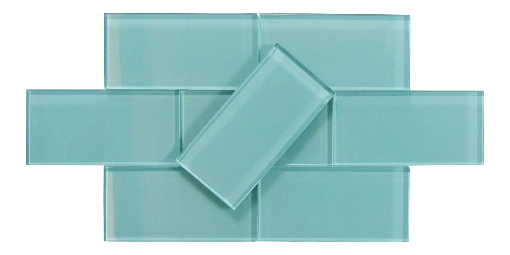 Crystal Oasis Aqua 3" x 6" Glossy Glass Subway Tile Matrix Mosaics