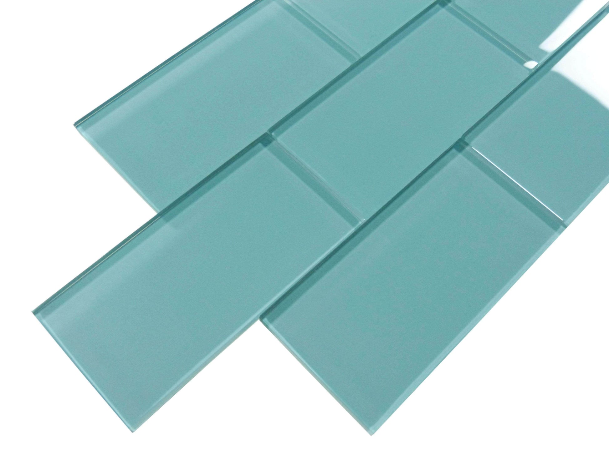 Crystal Oasis Aqua 3" x 6" Glossy Glass Subway Tile Matrix Mosaics