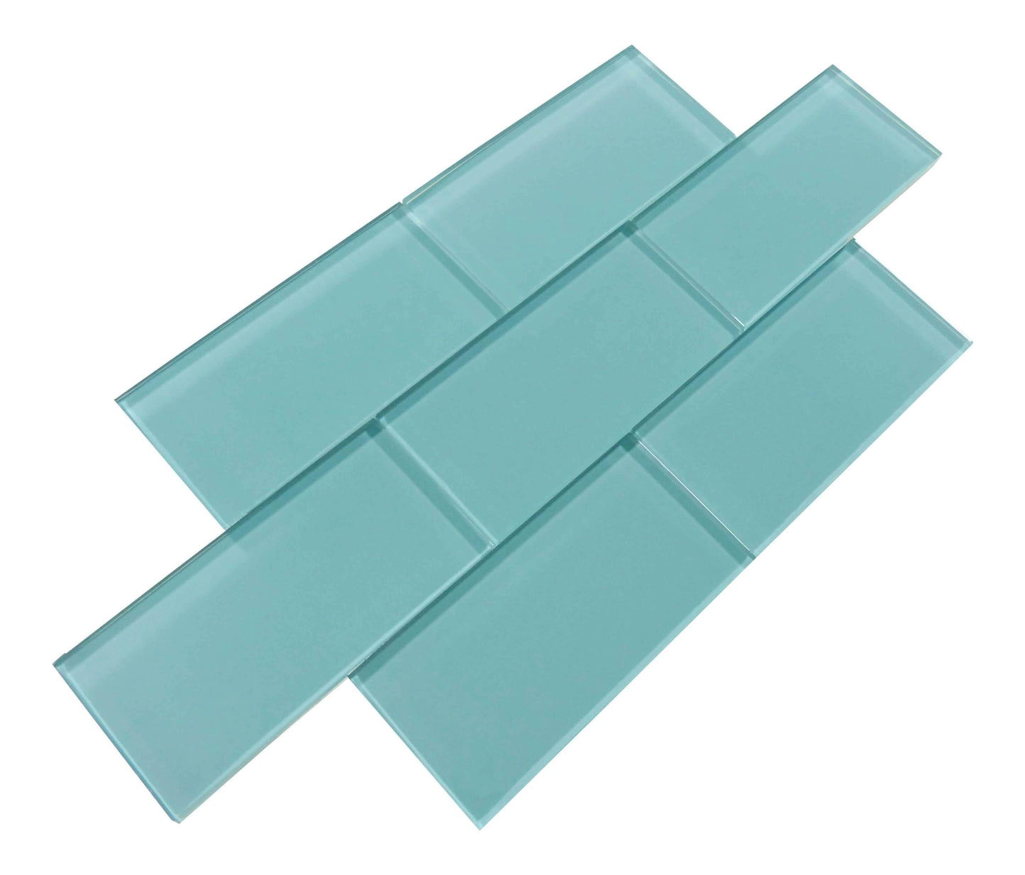 Crystal Oasis Aqua 3" x 6" Glossy Glass Subway Tile Matrix Mosaics