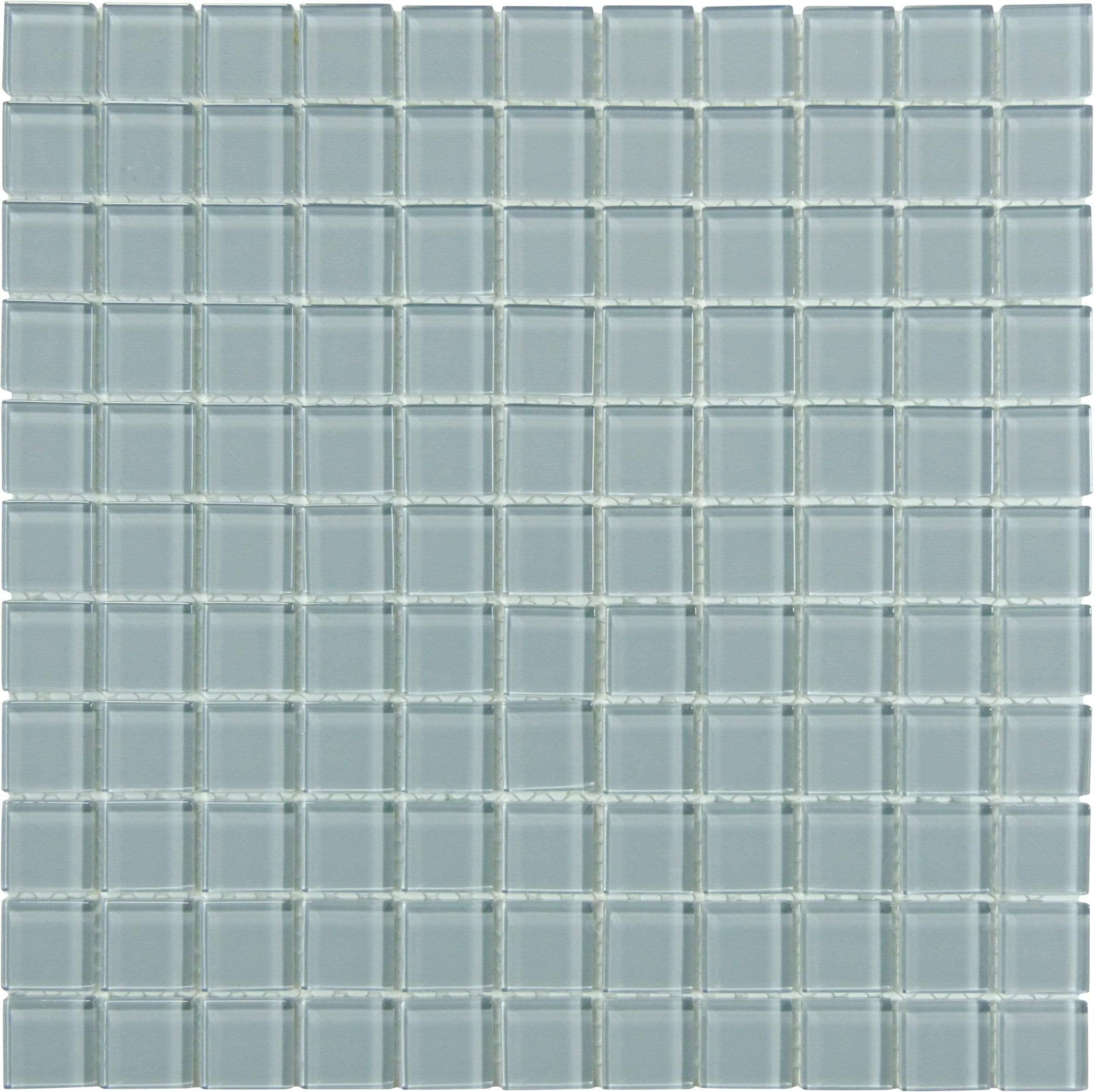 Grey Frost 1" x 1" Glossy Glass Tile Matrix Mosaics