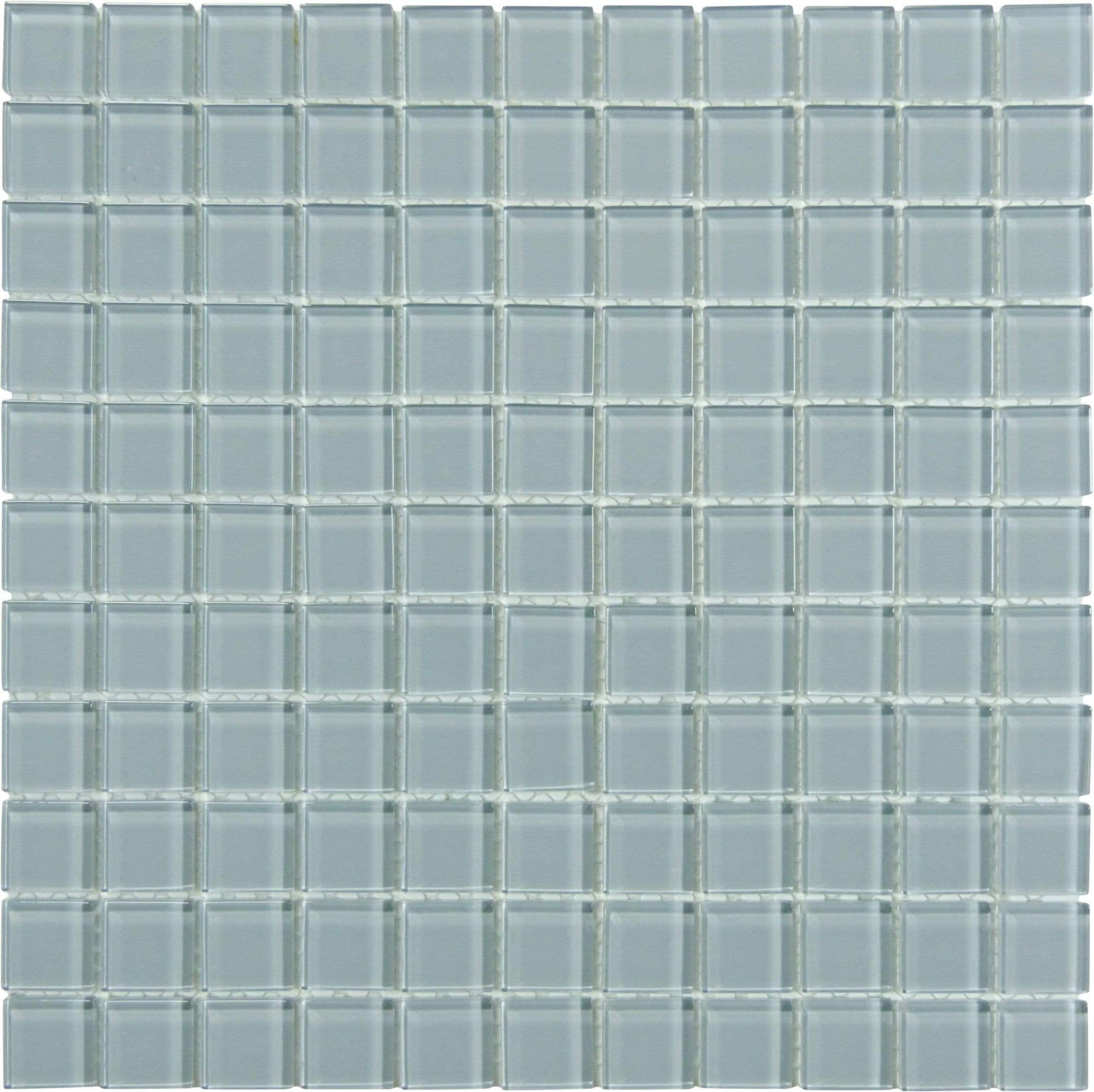 Grey Frost 1" x 1" Glossy Glass Tile Matrix Mosaics