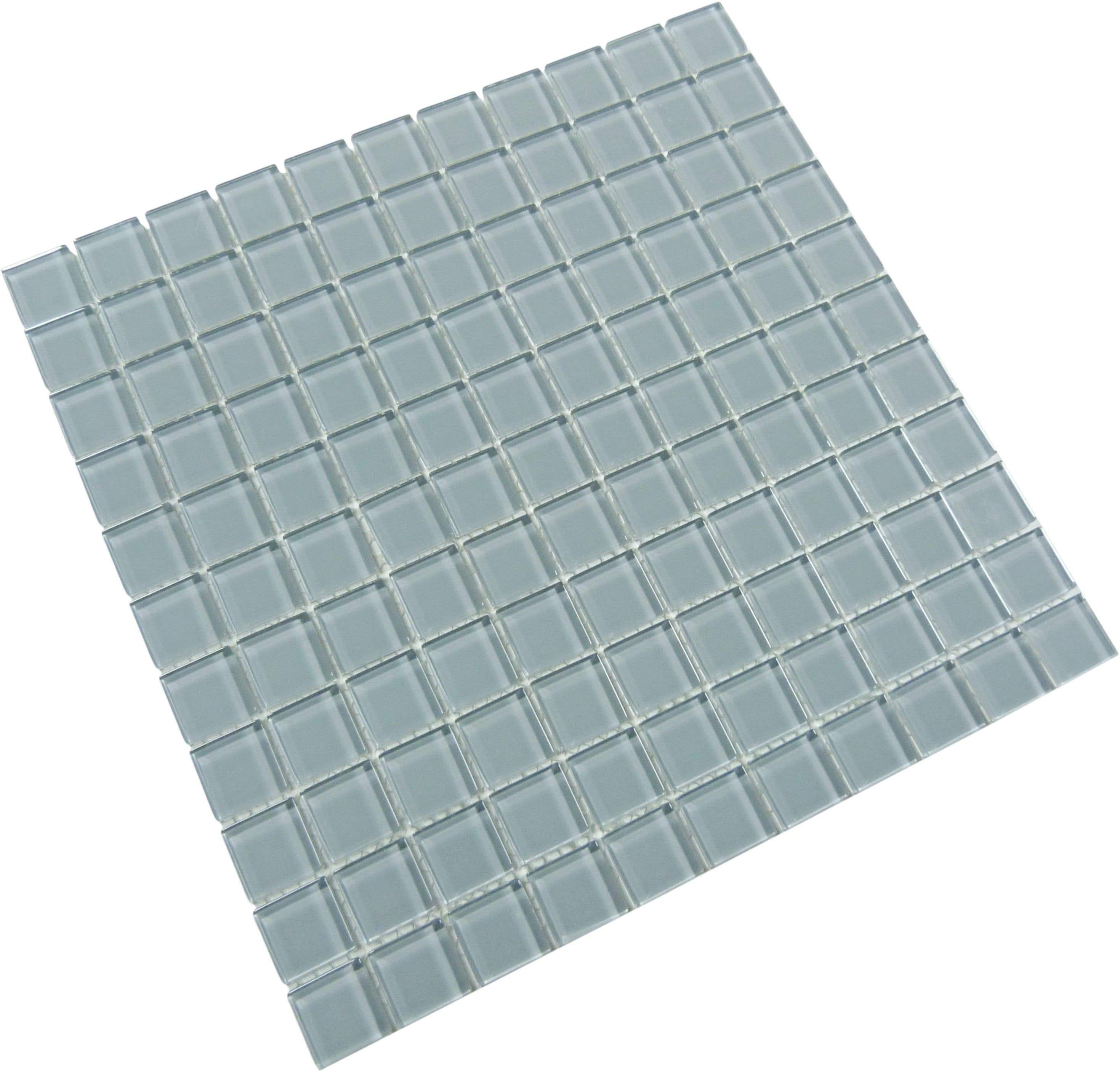 Grey Frost 1" x 1" Glossy Glass Tile Matrix Mosaics