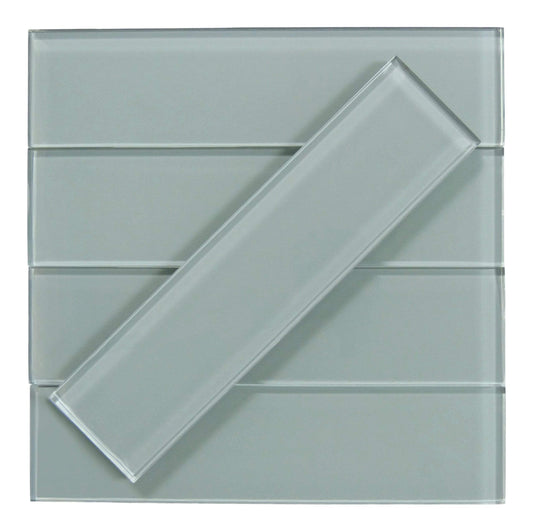 Grey Frost 3" x 12" Glossy Glass Subway Tile Matrix Mosaics