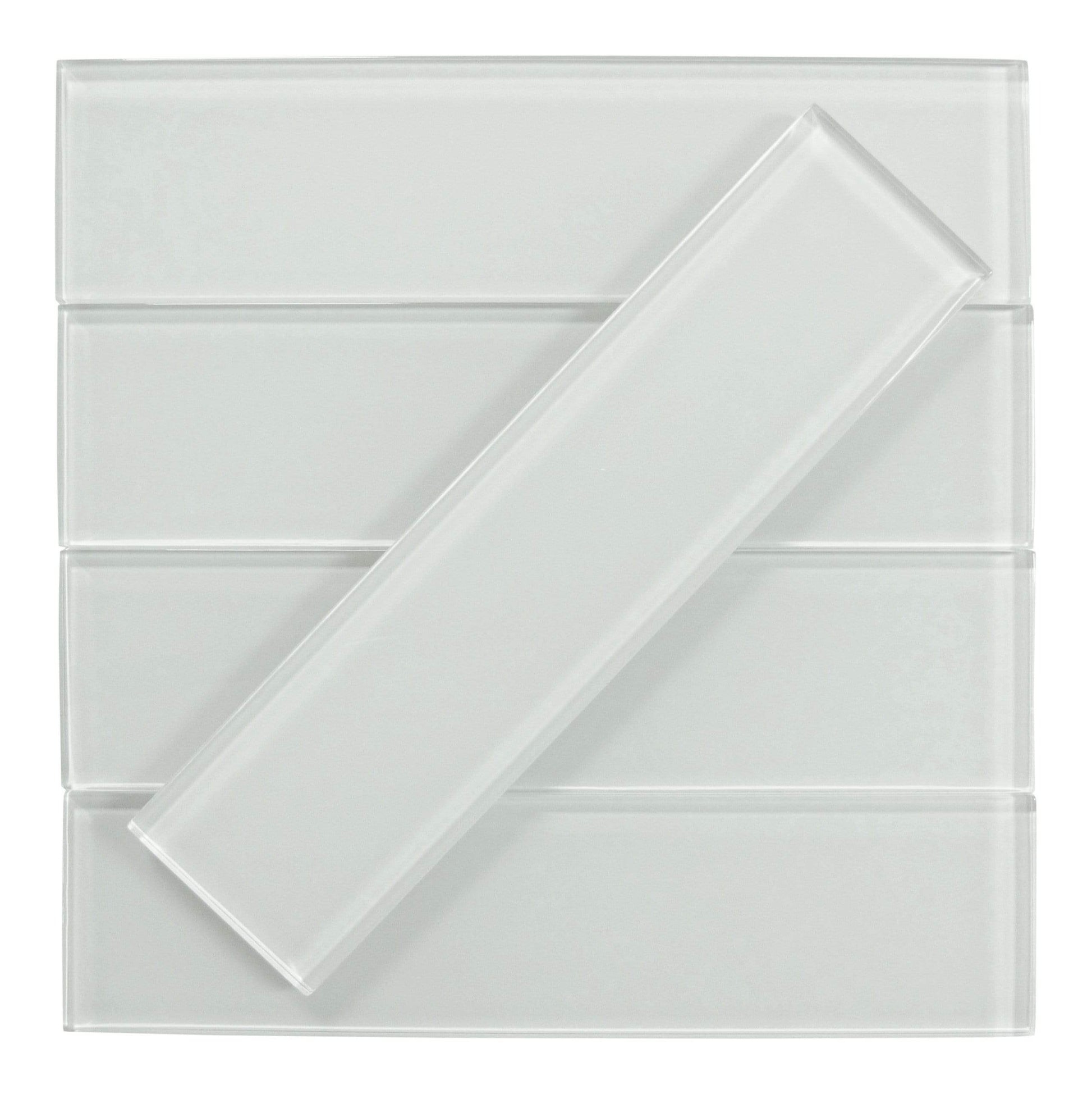 Ice Bay White 3" x 12" Glossy Glass Subway Tile Matrix Mosaics