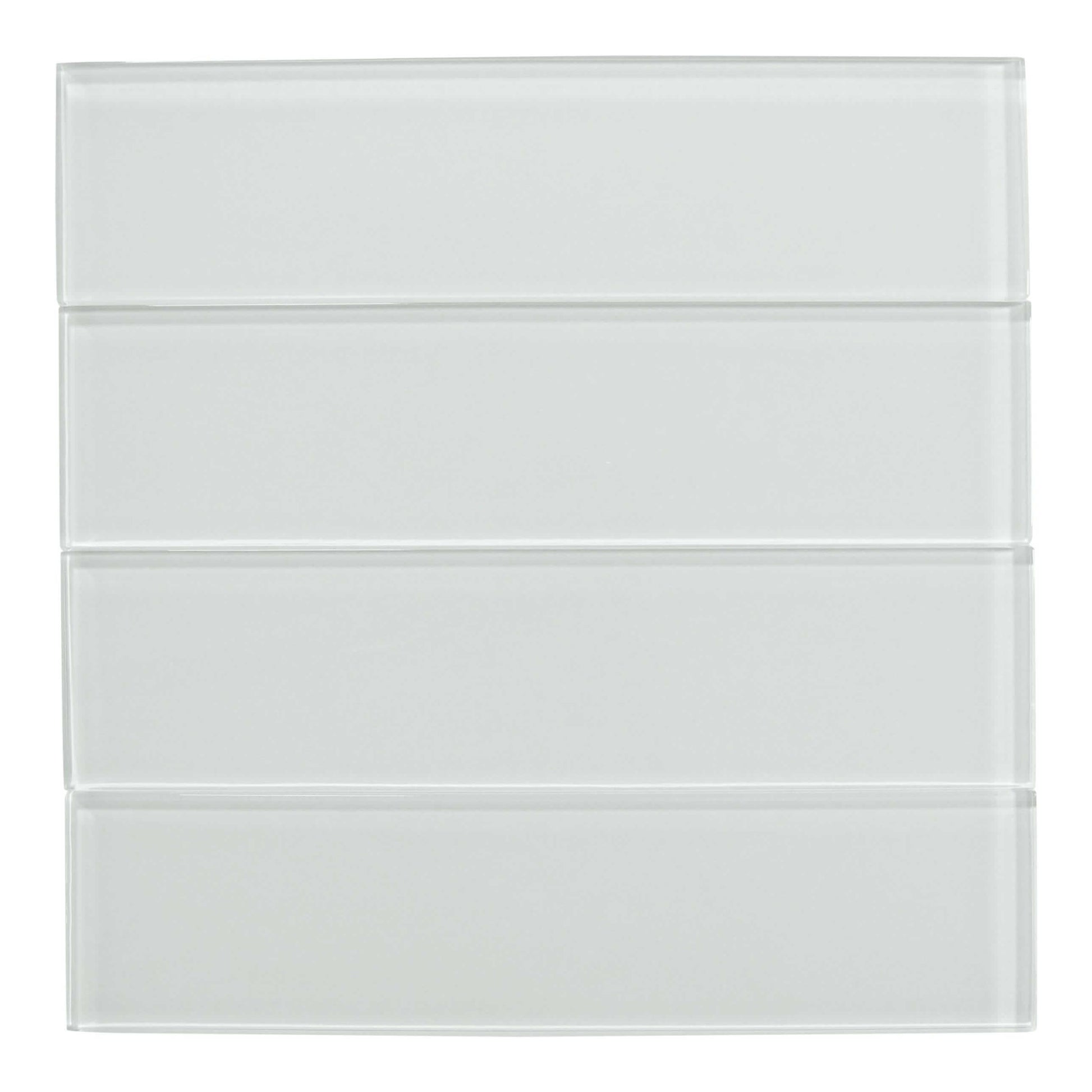 Ice Bay White 3" x 12" Glossy Glass Subway Tile Matrix Mosaics