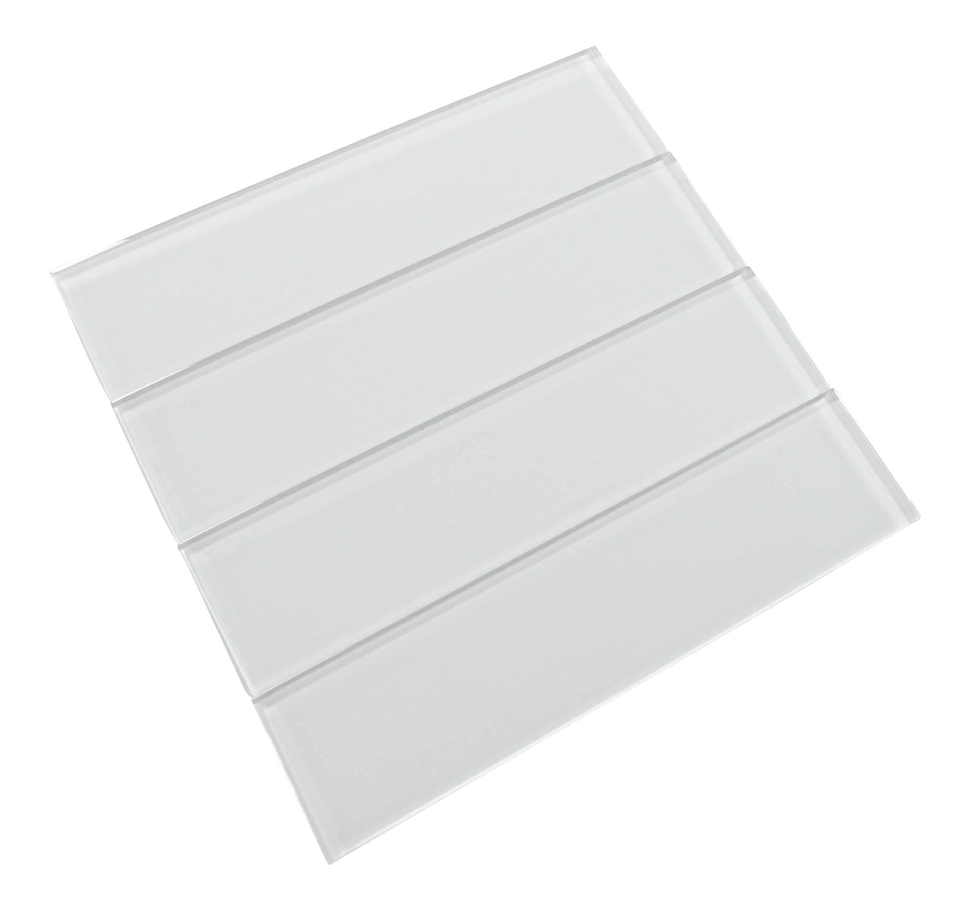 Ice Bay White 3" x 12" Glossy Glass Subway Tile Matrix Mosaics