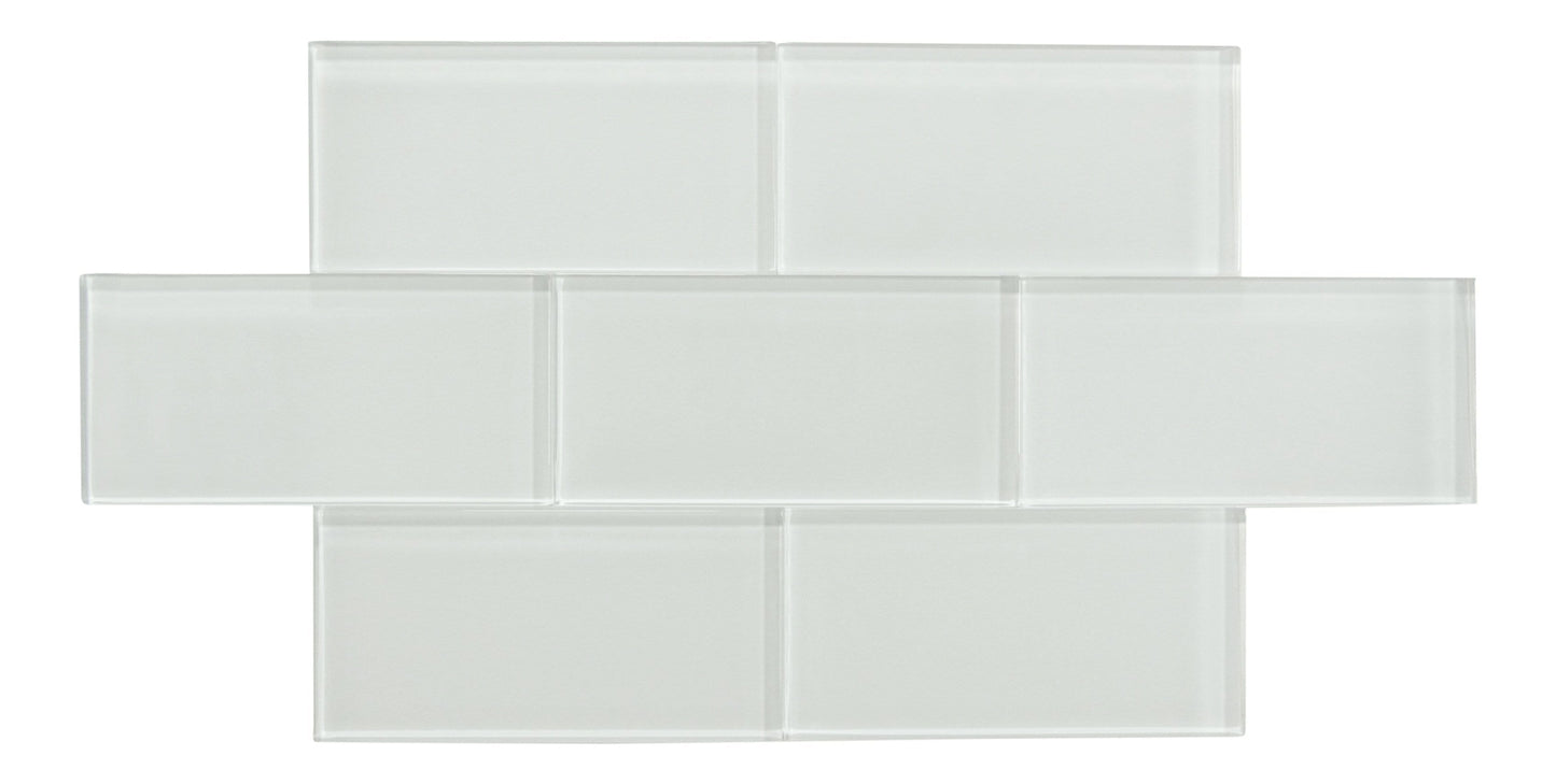 Ice Bay White 3" x 6" Glossy Glass Subway Tile Matrix Mosaics