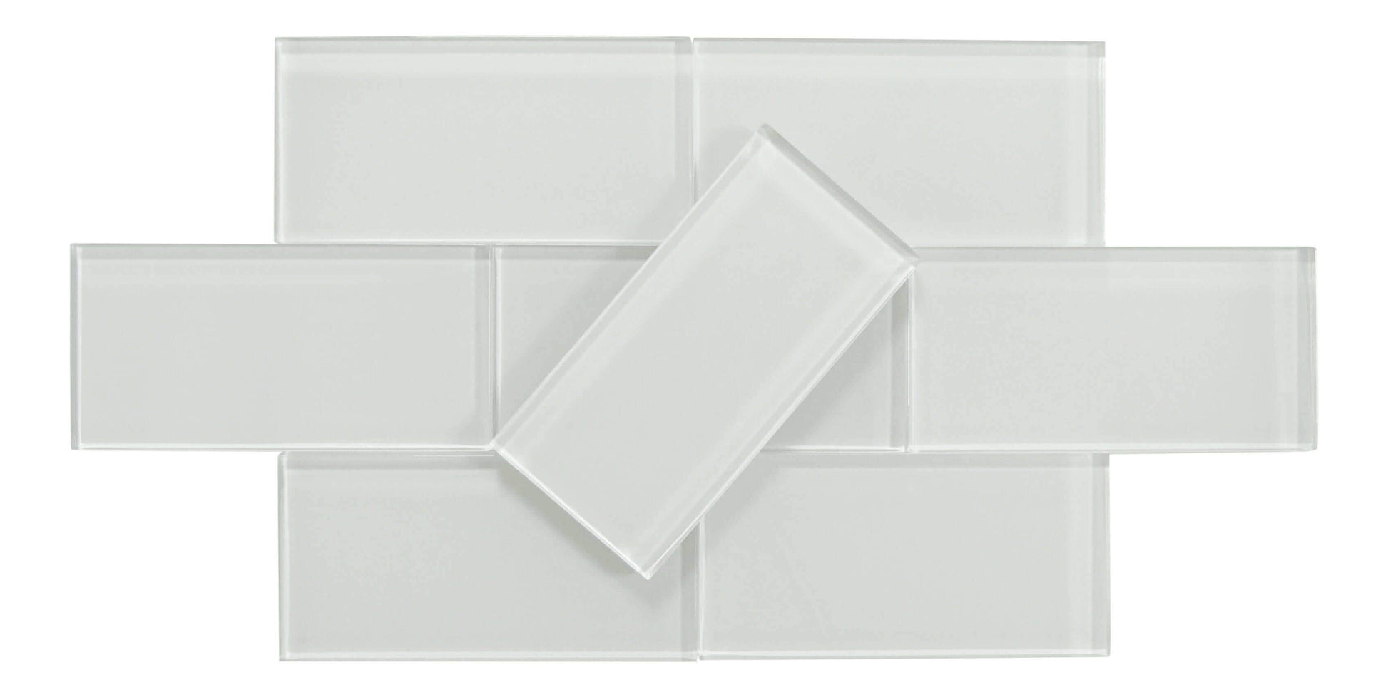 Ice Bay White 3" x 6" Glossy Glass Subway Tile Matrix Mosaics