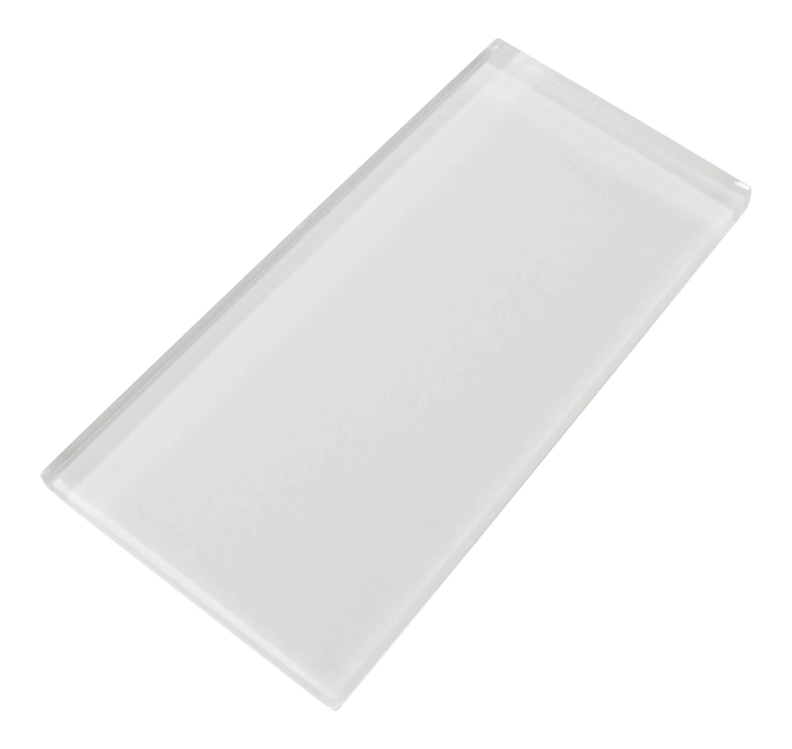 Ice Bay White 3" x 6" Glossy Glass Subway Tile Matrix Mosaics