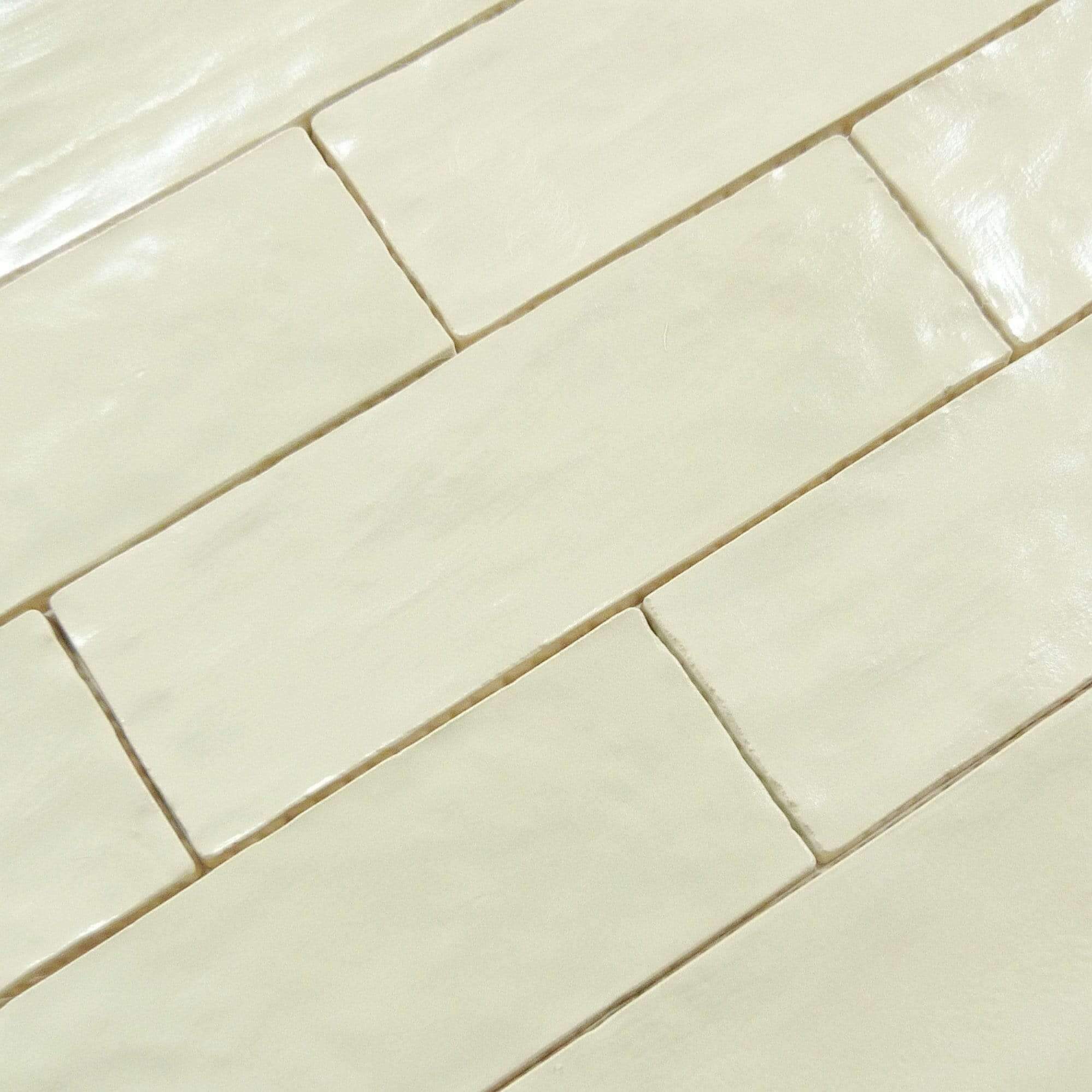 Jubilee Irresistible Ivory 2 1/2" x 8" Ceramic Shimmer Subway Tile Matrix Mosaics