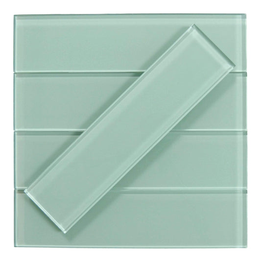 Malted Mint Green 3" x 12" Glossy Glass Subway Tile Matrix Mosaics