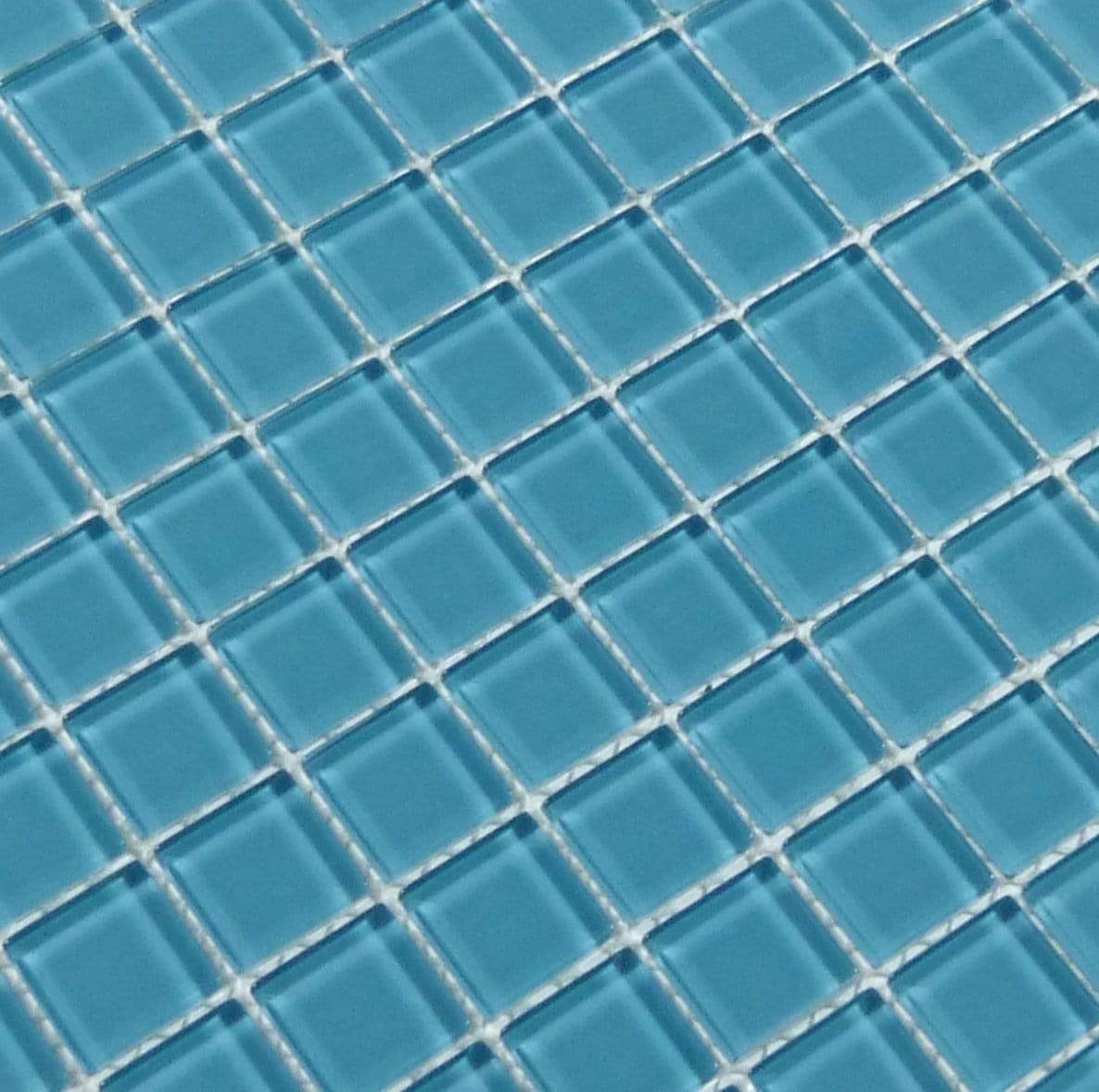 Mystic Blue 1" x 1" Glossy Glass Tile Matrix Mosaics