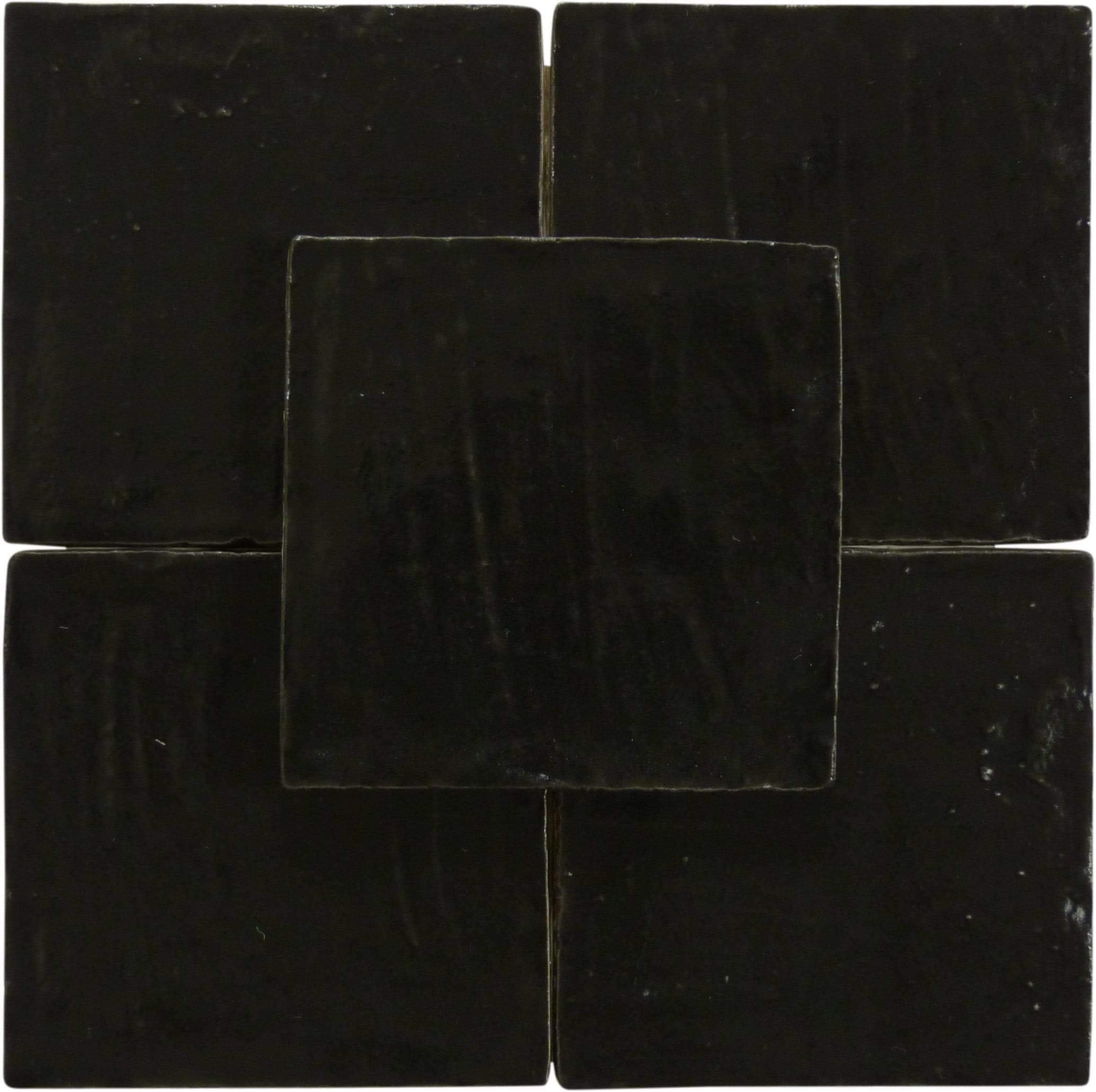 Jubilee Onyx Black 4" x 4" Square Shimmer Ceramic Tile Matrix Mosaics