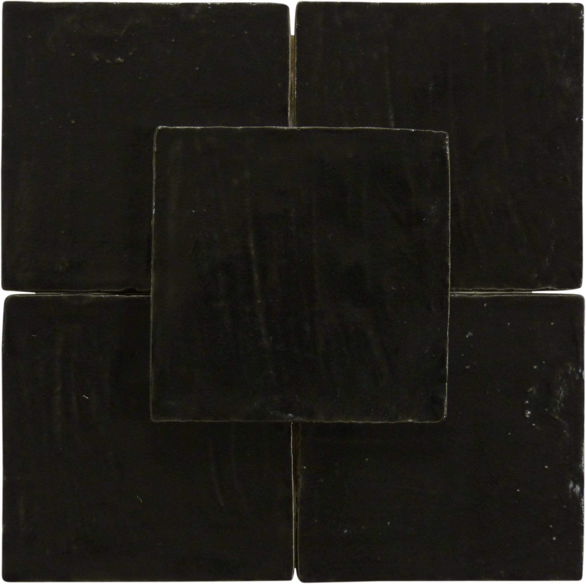 Jubilee Onyx Black 4" x 4" Square Shimmer Ceramic Tile Matrix Mosaics