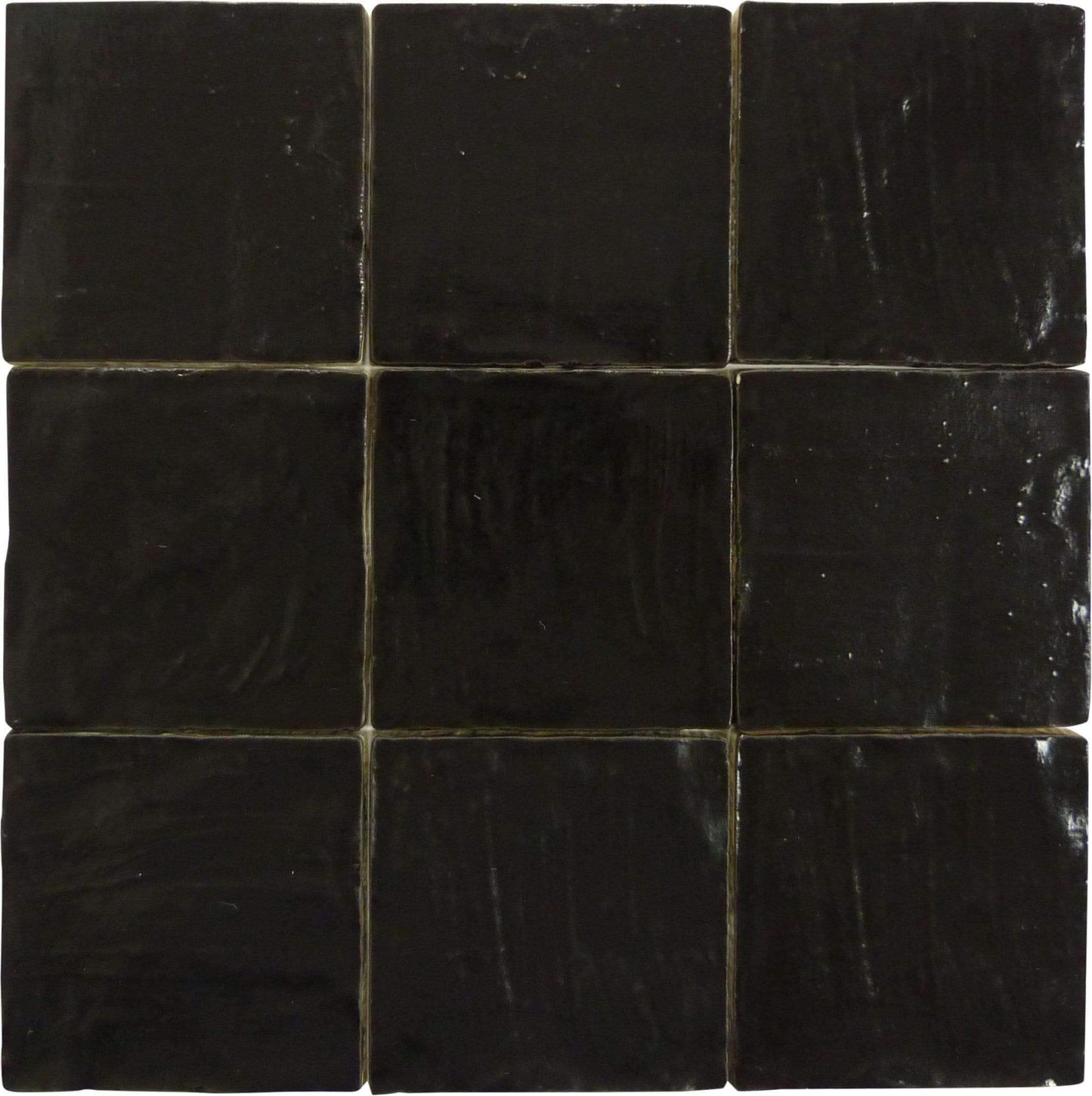 Jubilee Onyx Black 4" x 4" Square Shimmer Ceramic Tile Matrix Mosaics