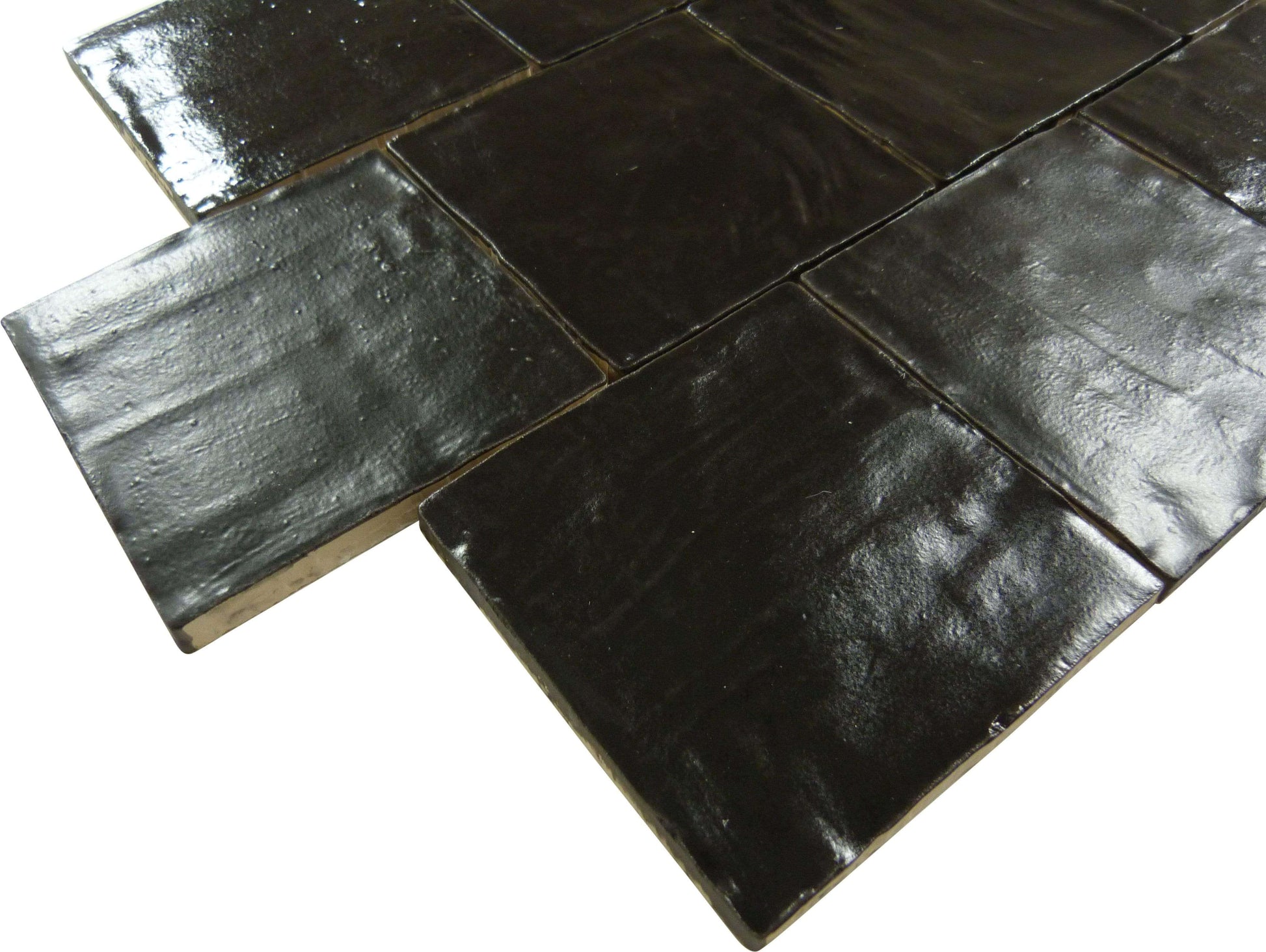 Jubilee Onyx Black 4" x 4" Square Shimmer Ceramic Tile Matrix Mosaics