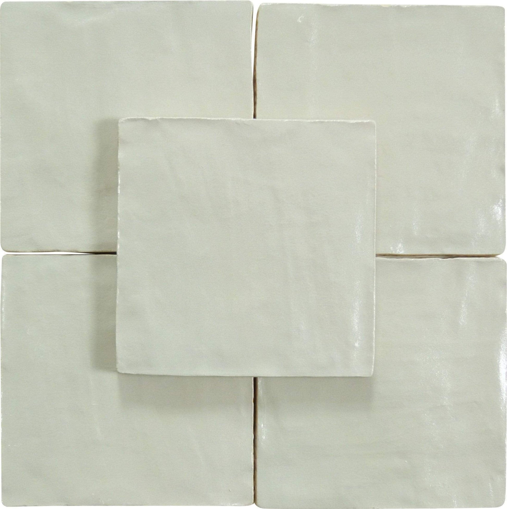 Jubilee Pacific Peal White 4" x 4" Square Shimmer Ceramic Tile Matrix Mosaics