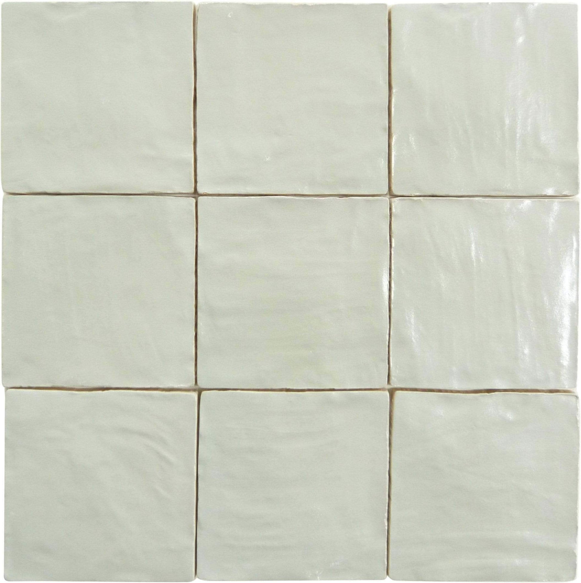 Jubilee Pacific Peal White 4" x 4" Square Shimmer Ceramic Tile Matrix Mosaics