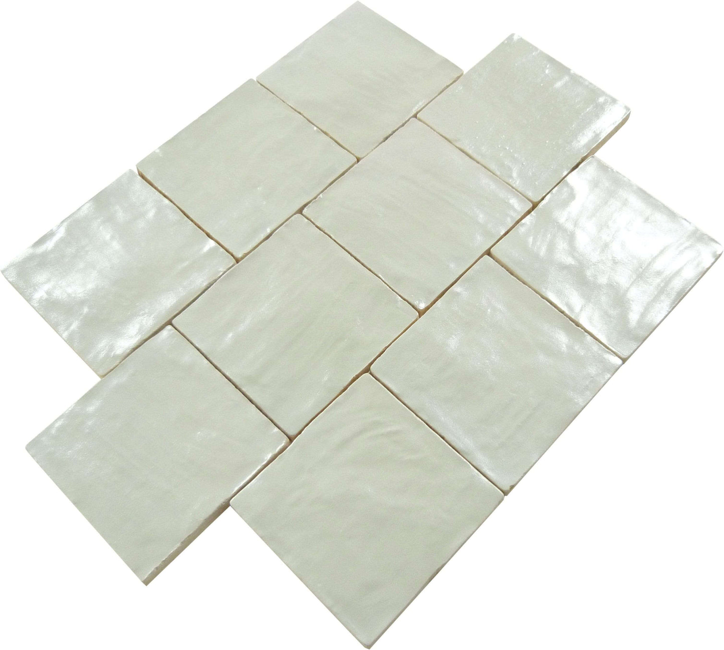 Jubilee Pacific Peal White 4" x 4" Square Shimmer Ceramic Tile Matrix Mosaics