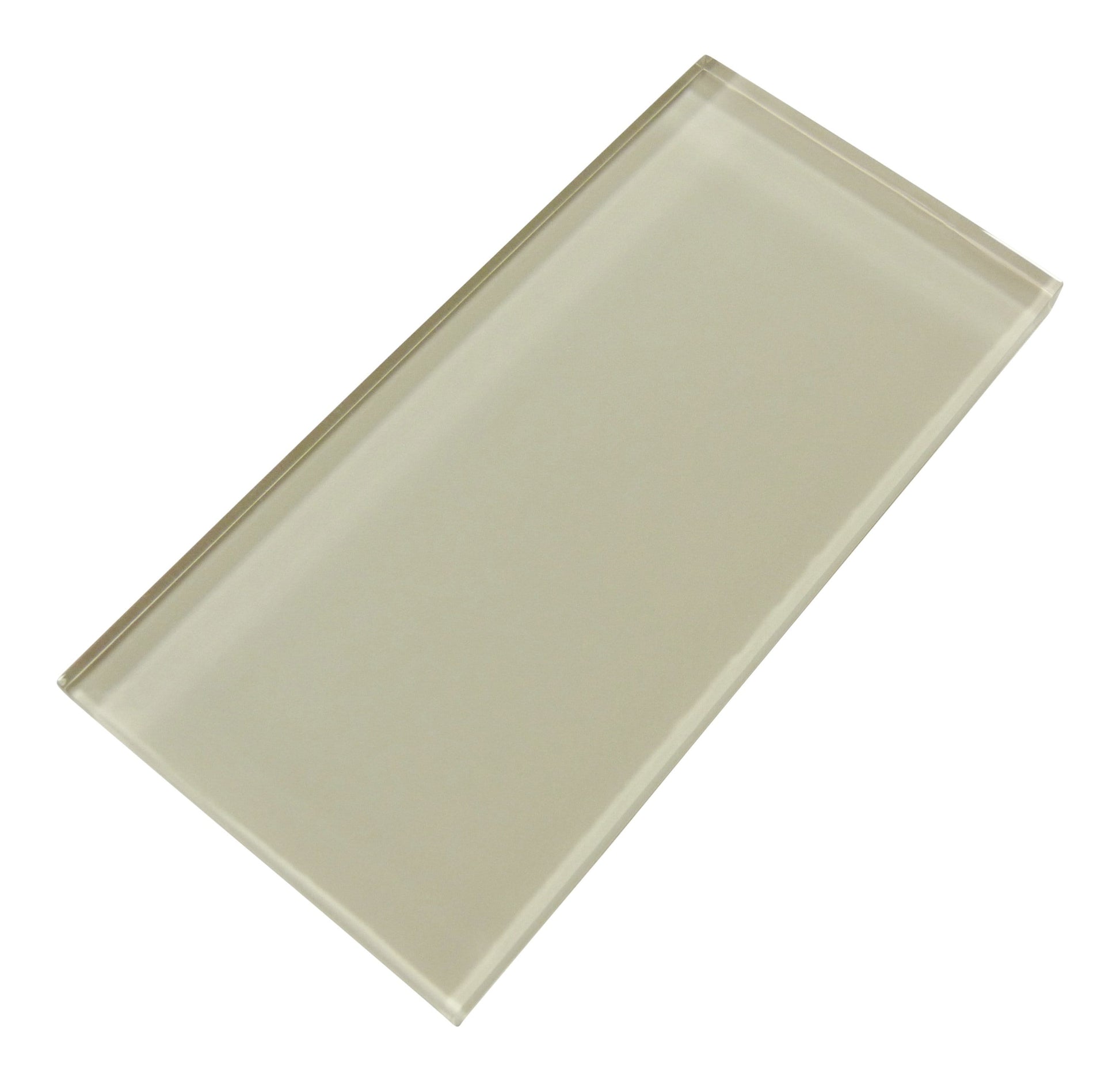 Maybe Mushroom Beige 3" x 6" Glossy Glass Subway Tile Matrix Mosaics