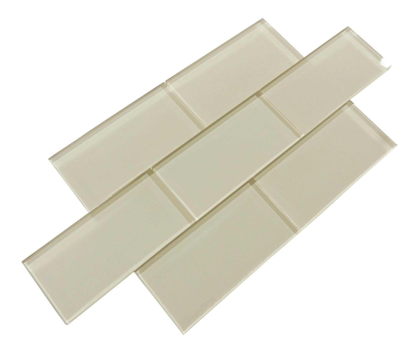 Maybe Mushroom Beige 3" x 6" Glossy Glass Subway Tile Matrix Mosaics