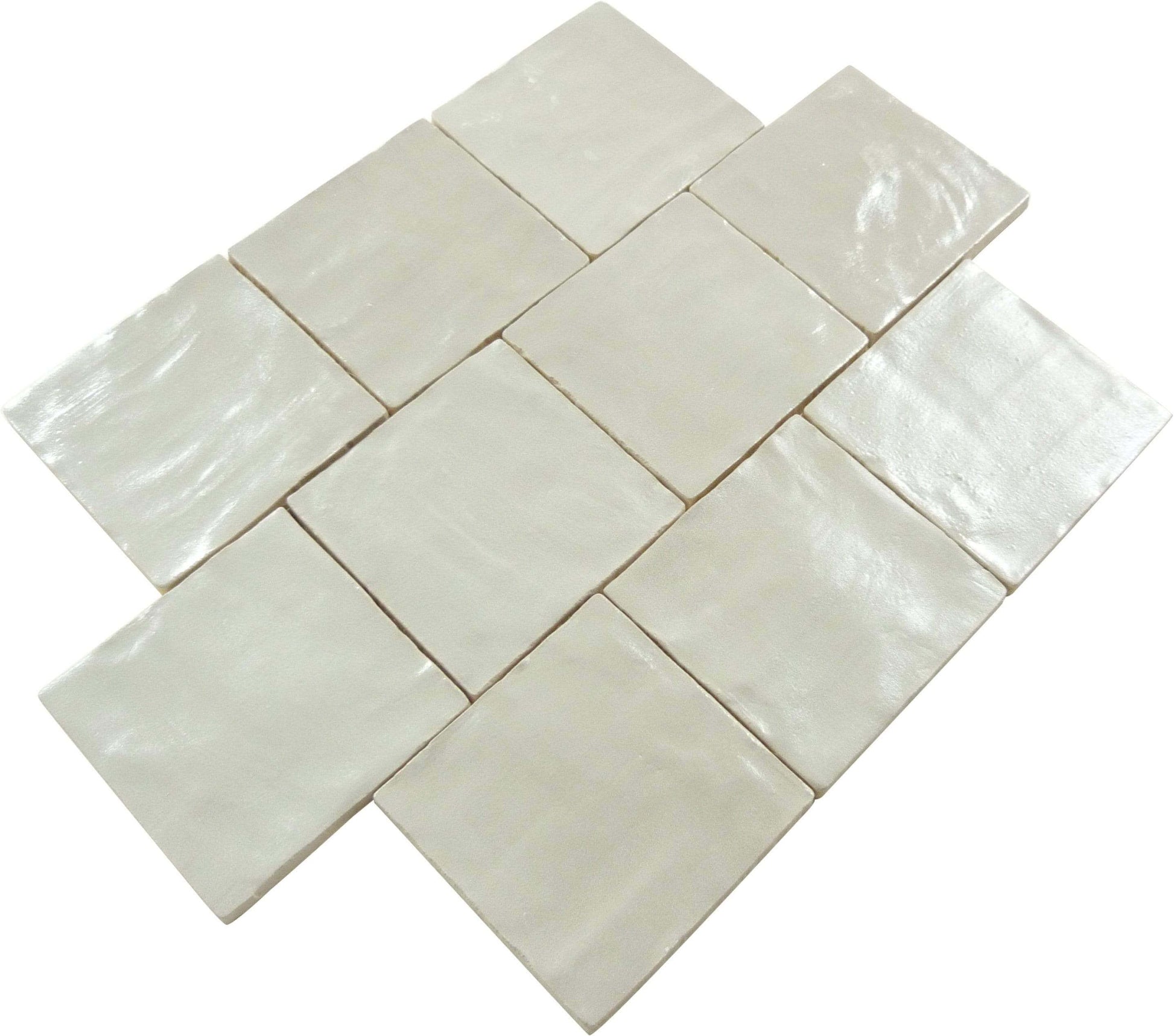 Jubilee Silver Moon 4" x 4" Square Shimmer Ceramic Tile Matrix Mosaics