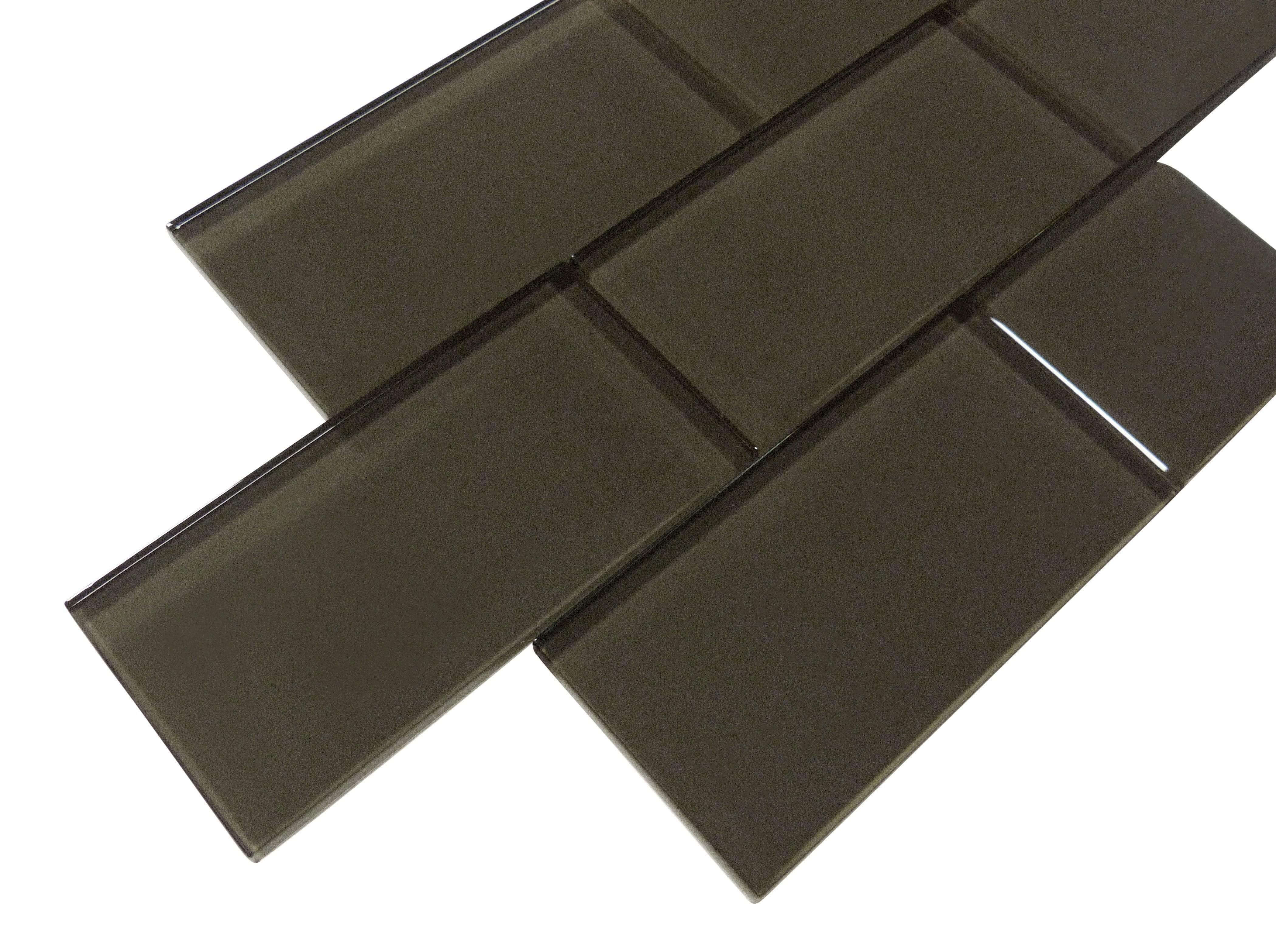 Star Anis Brown 3" x 6" Glossy Glass Subway Tile Matrix Mosaics