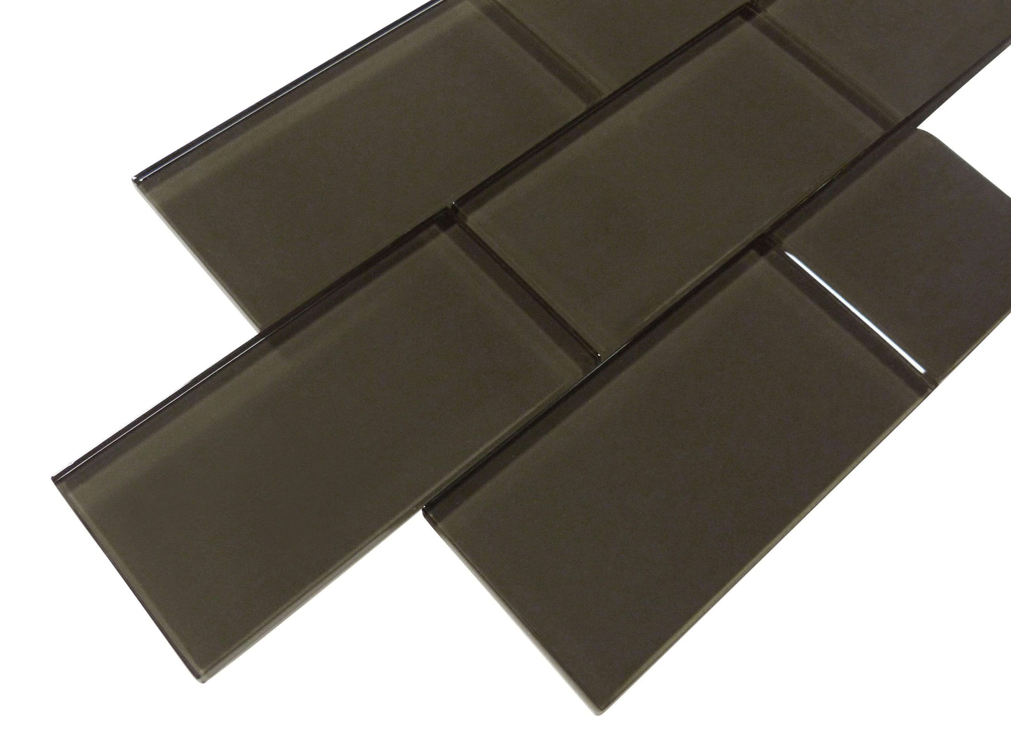 Star Anis Brown 3" x 6" Glossy Glass Subway Tile Matrix Mosaics