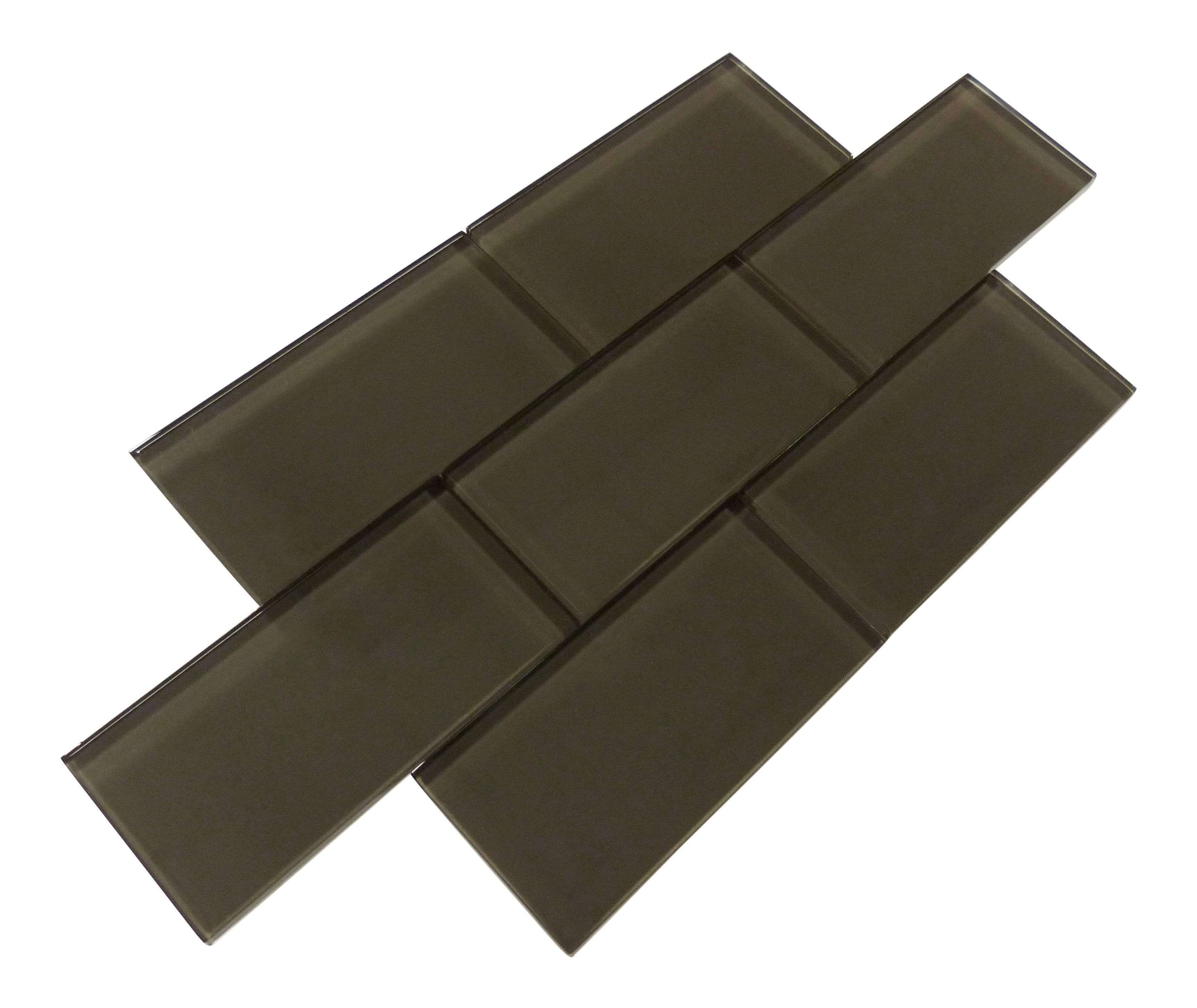 Star Anis Brown 3" x 6" Glossy Glass Subway Tile Matrix Mosaics