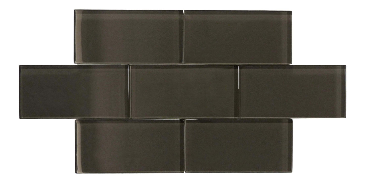 Star Anis Brown 3" x 6" Glossy Glass Subway Tile Matrix Mosaics