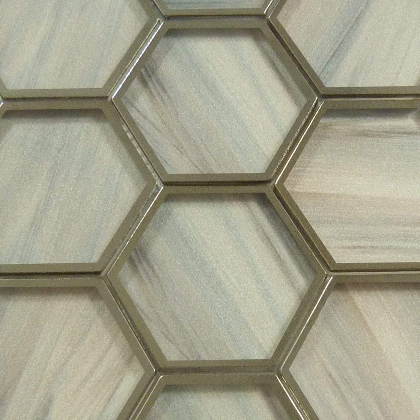 Yorkshire Hampshire Taupe 3" x 3" Hexagon Matte Glass Tile Matrix Mosaics