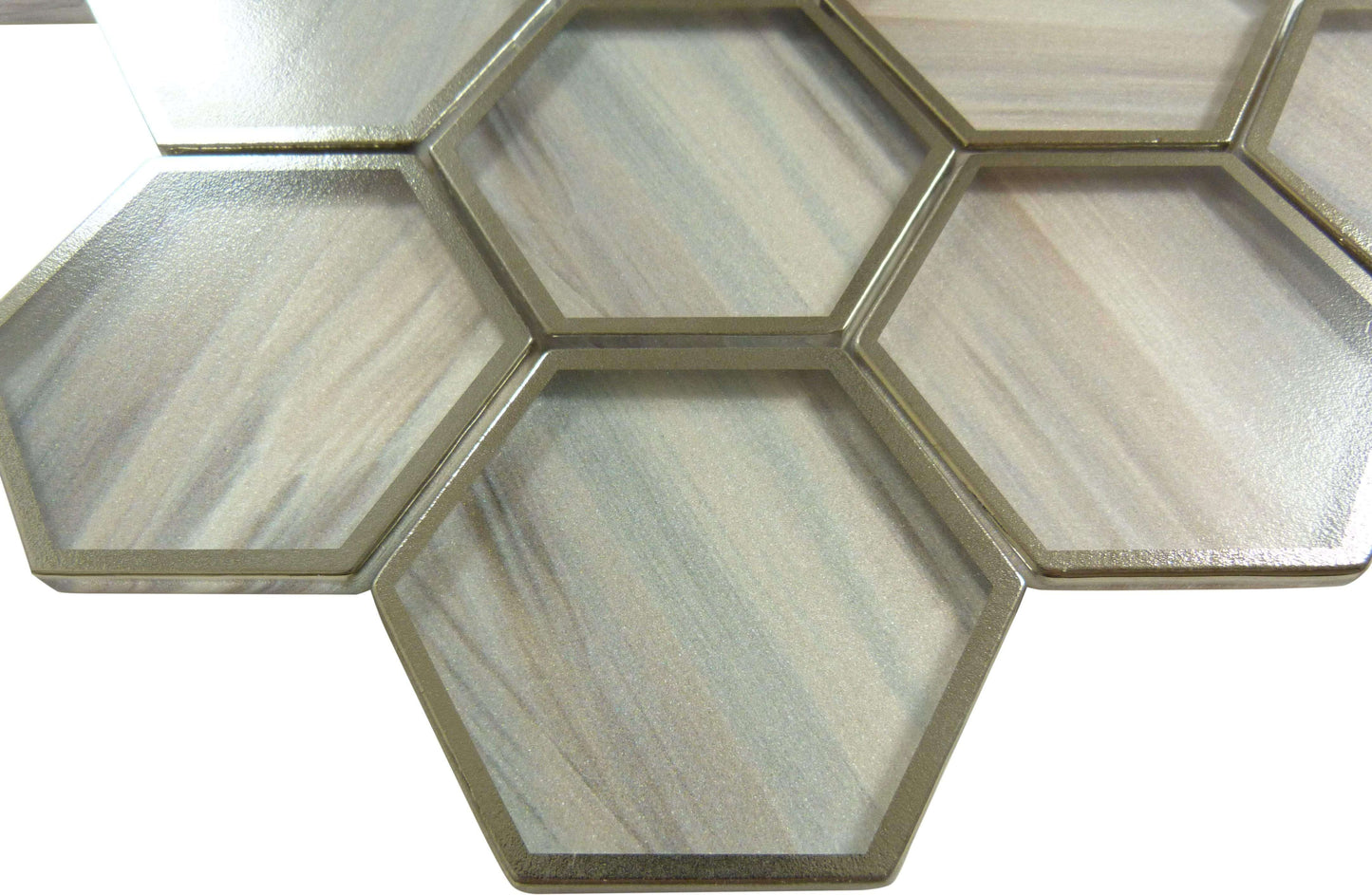 Yorkshire Hampshire Taupe 3" x 3" Hexagon Matte Glass Tile Matrix Mosaics