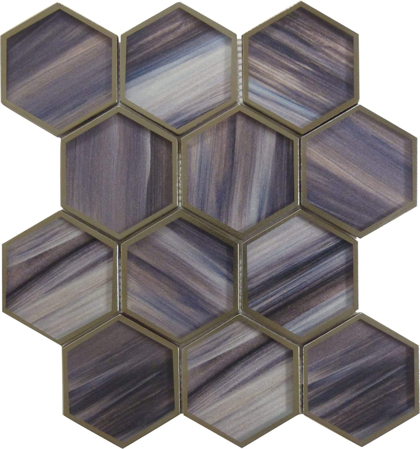 Yorkshire Mulberry Wine Brown 3" x 3" Hexagon Matte Glass Tile Matrix Mosaics