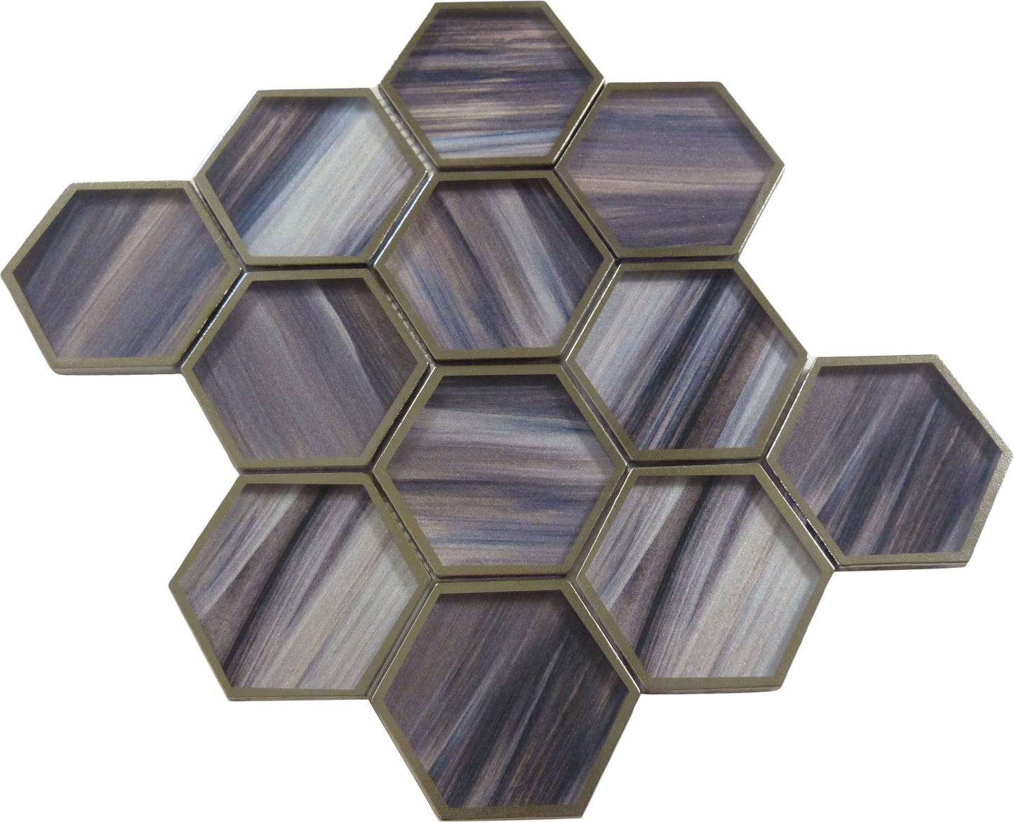 Yorkshire Mulberry Wine Brown 3" x 3" Hexagon Matte Glass Tile Matrix Mosaics