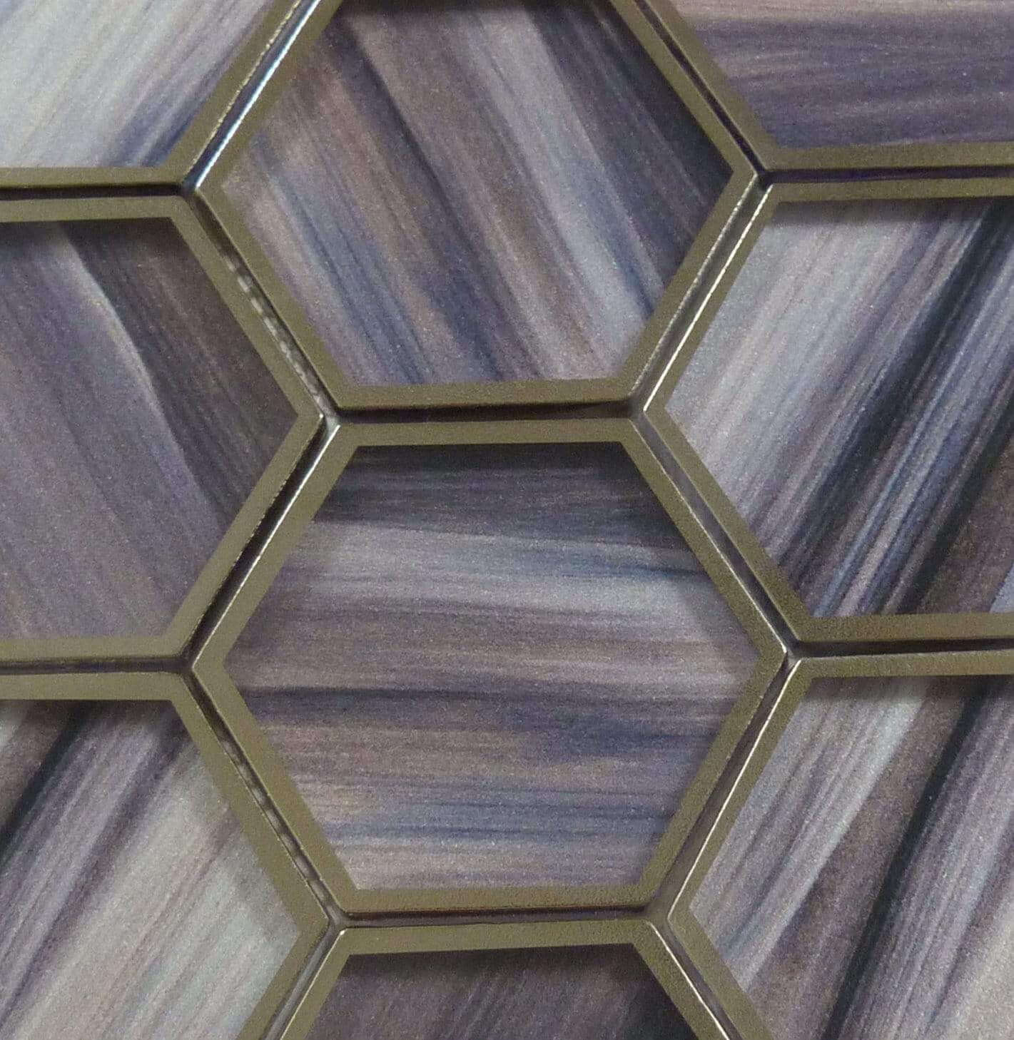 Yorkshire Mulberry Wine Brown 3" x 3" Hexagon Matte Glass Tile Matrix Mosaics