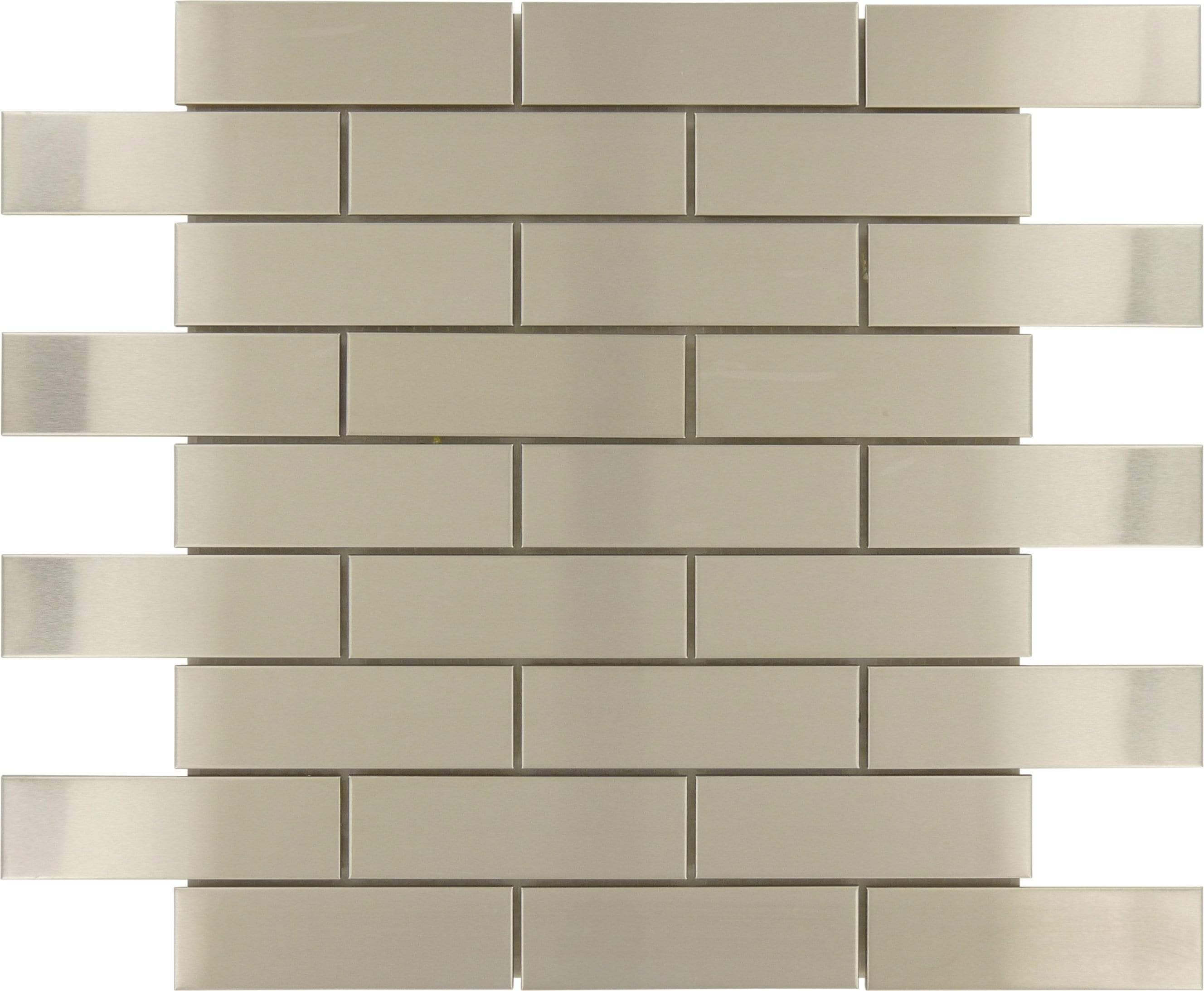 Brick Set Stainless Steel 1'' x 4'' Brushed Metal Tile Millenium Products