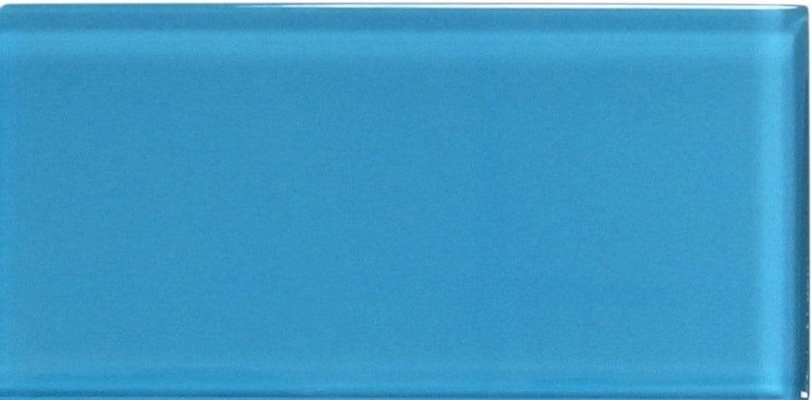 Cyan Blue 3" x 6" Glossy Glass Subway Tile Millenium Products