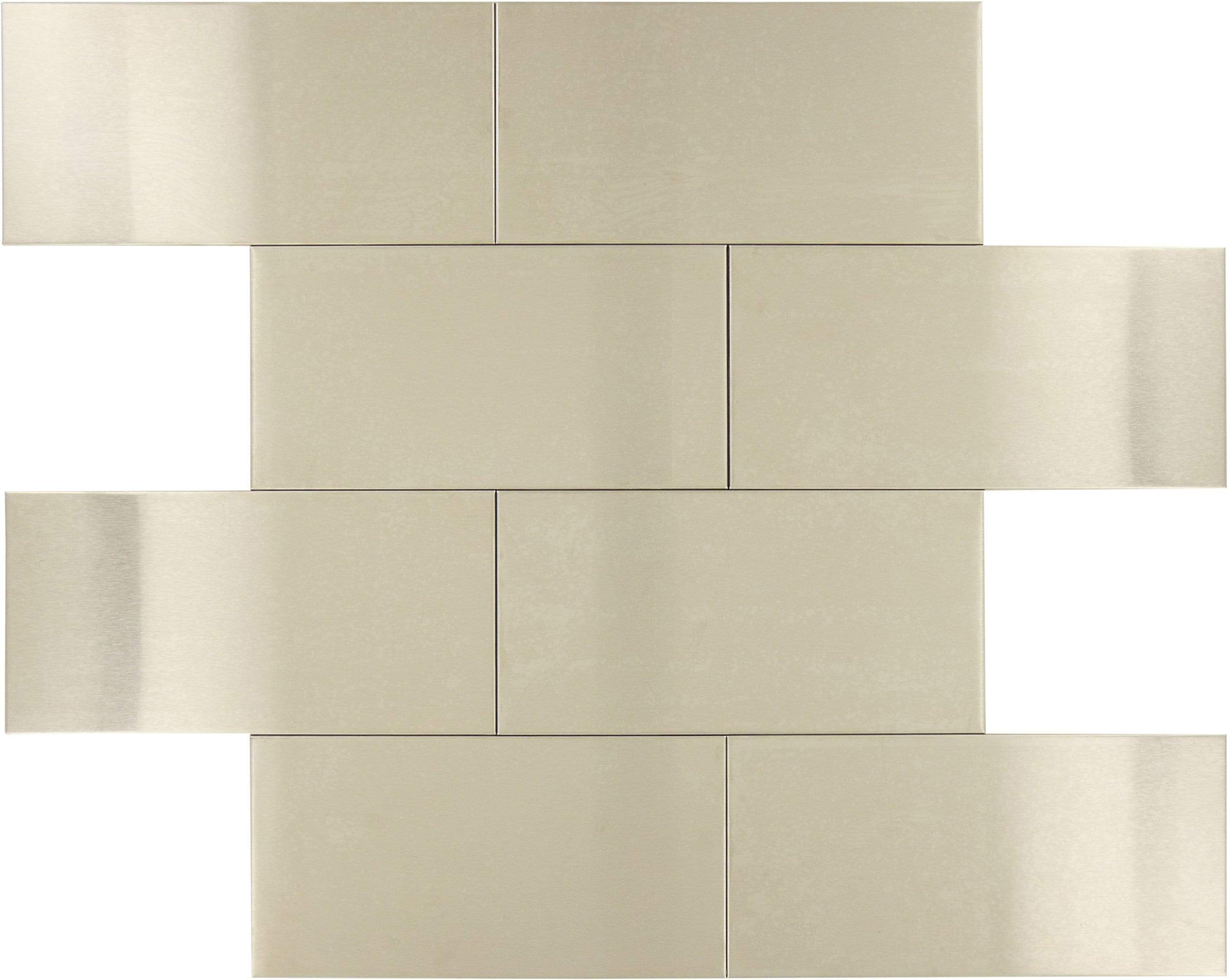 Large Mosaic Stainless Steel 3'' x 6'' Brushed Metal Subway Tile Millenium Products