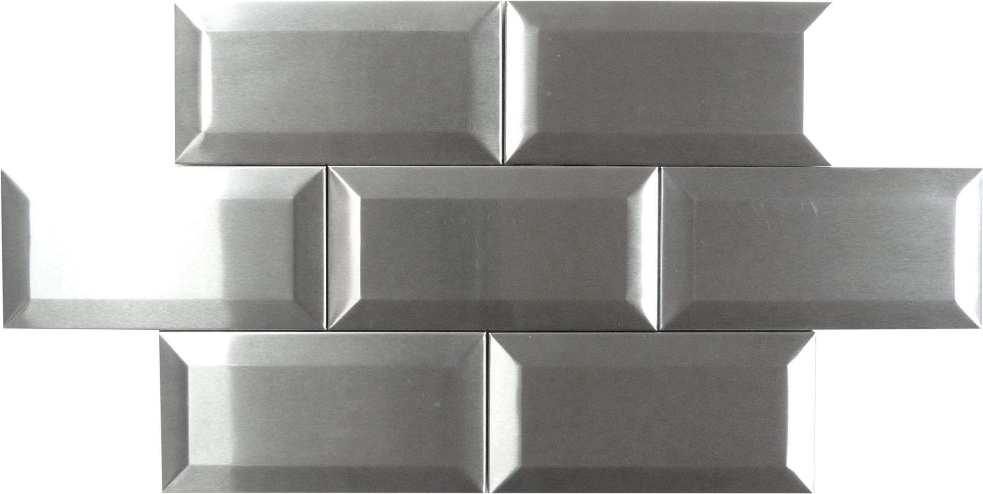 Stainless Steel Beveled 3" x 6" Brushed Metal Subway Tile Millenium Products