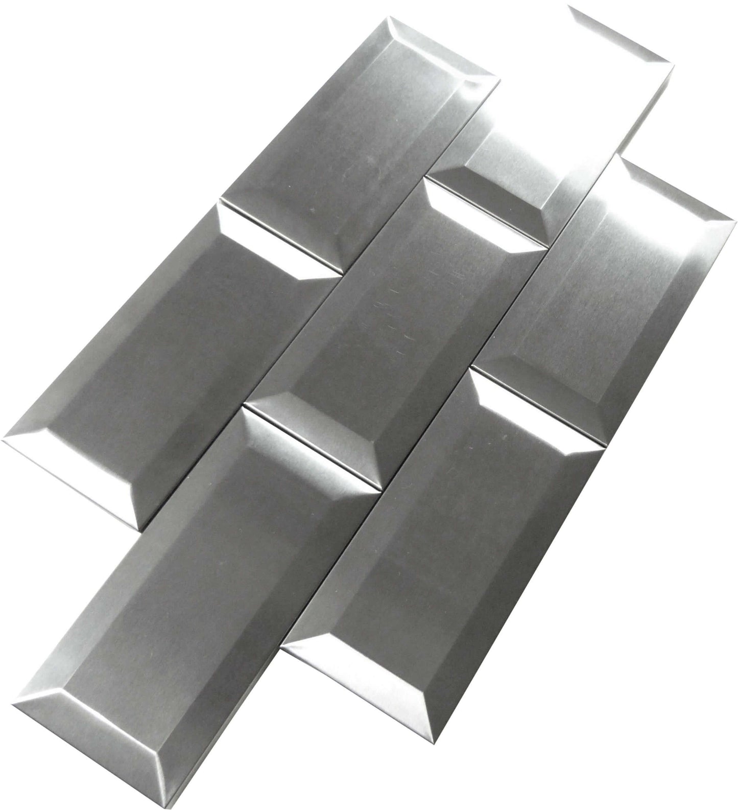 Stainless Steel Beveled 3" x 6" Brushed Metal Subway Tile Millenium Products