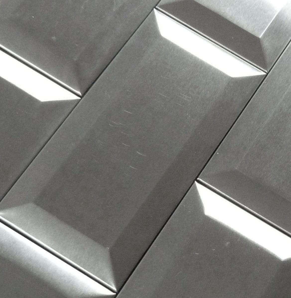 Stainless Steel Beveled 3" x 6" Brushed Metal Subway Tile Millenium Products