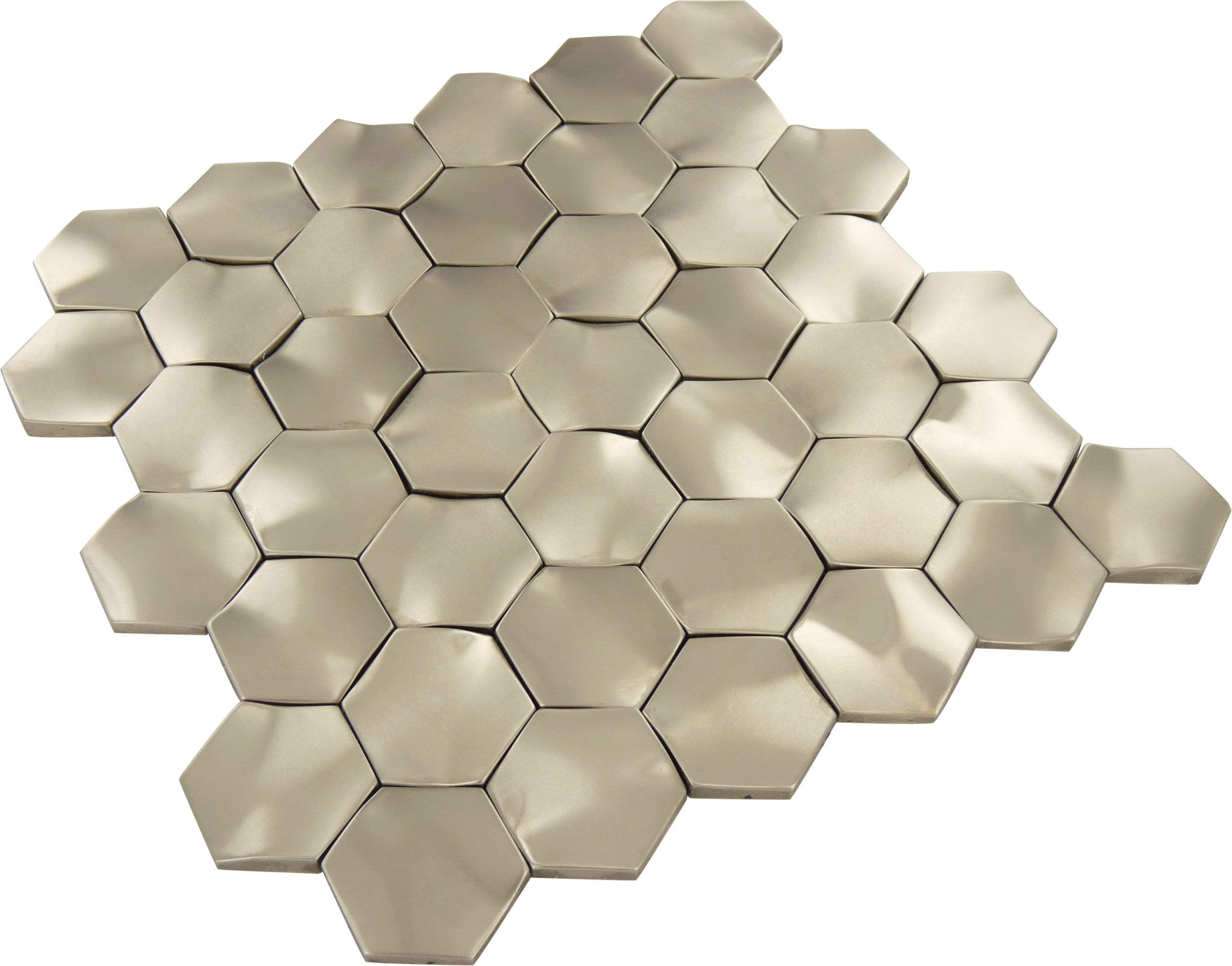 3D Stainless Steel 2" x 2" Hexagon Metal Tile Millenium Products