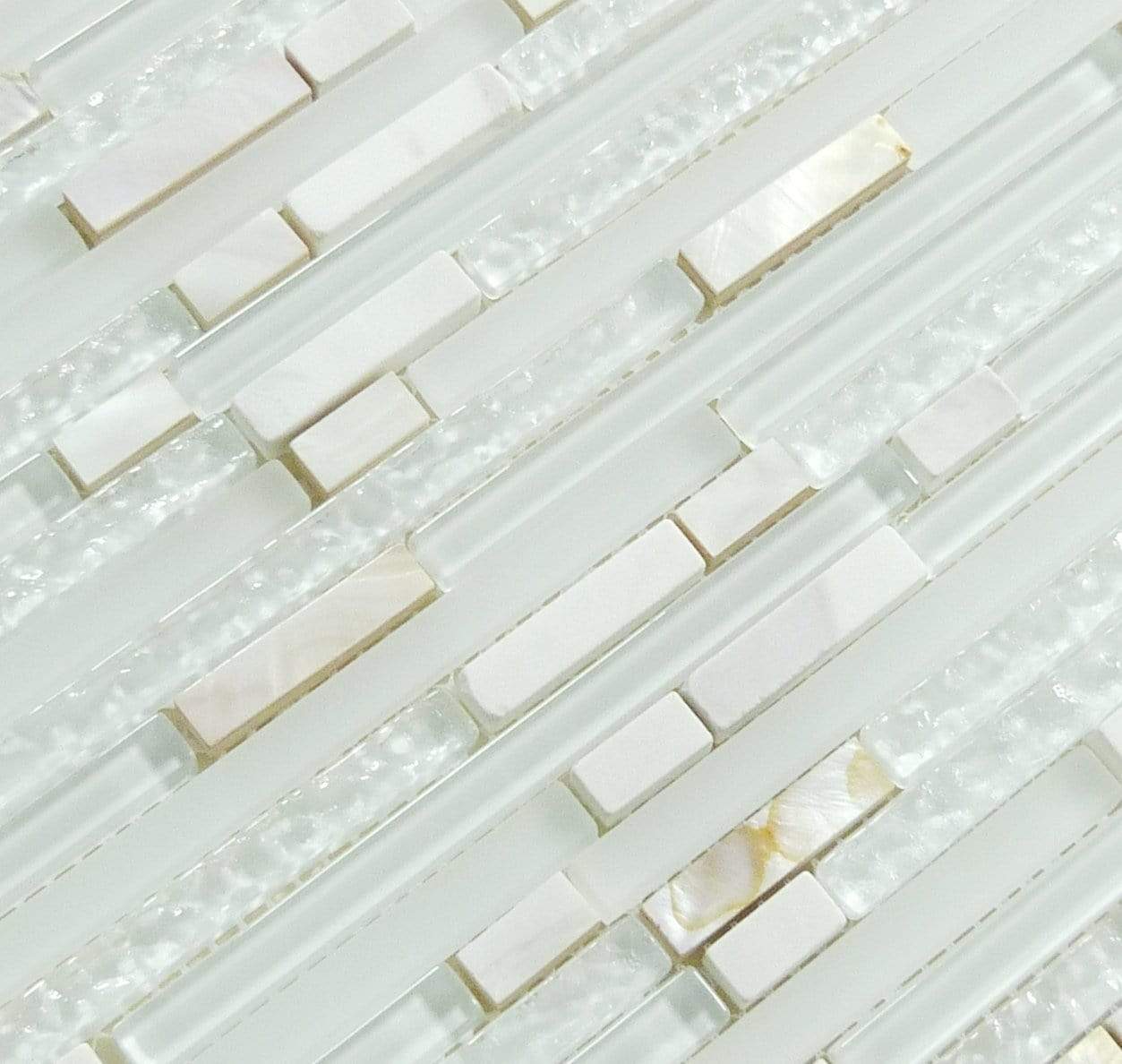 Sugar Island White Random Bricks Glass Stone & Shell Tile Millenium Products