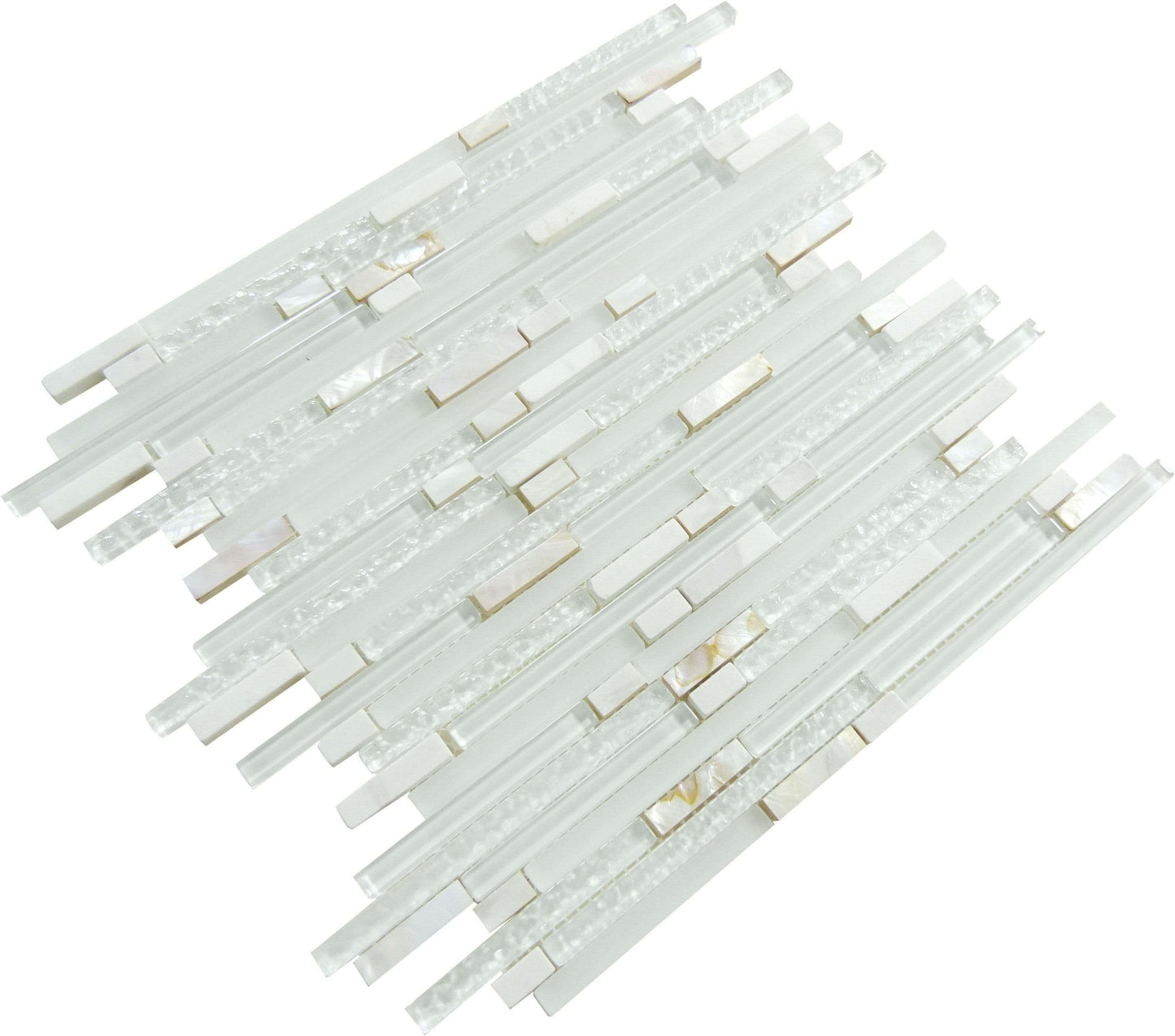 Sugar Island White Random Bricks Glass Stone & Shell Tile Millenium Products