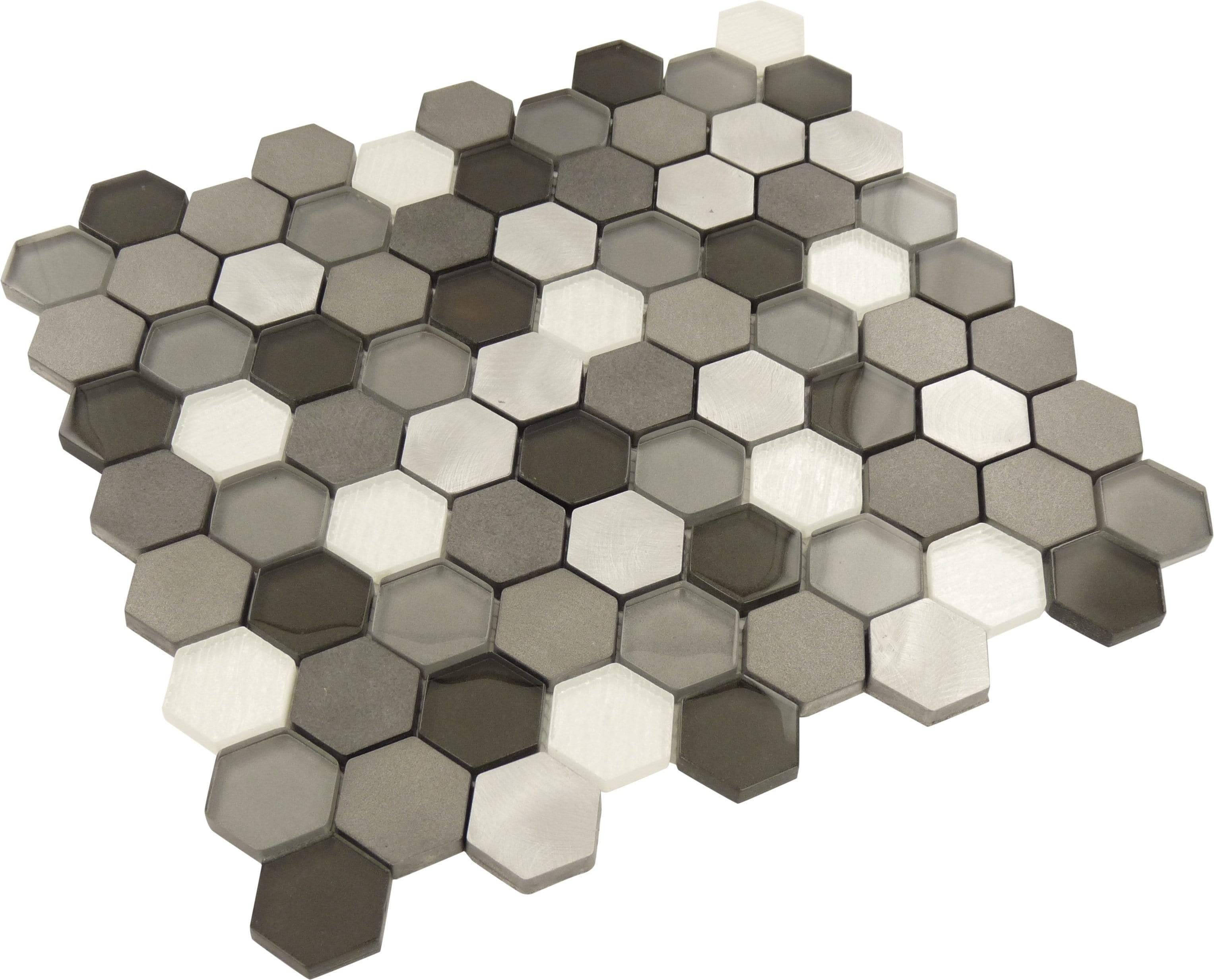 Shark Grey Hexagon Aluminum and Glass Tile Millenium Products