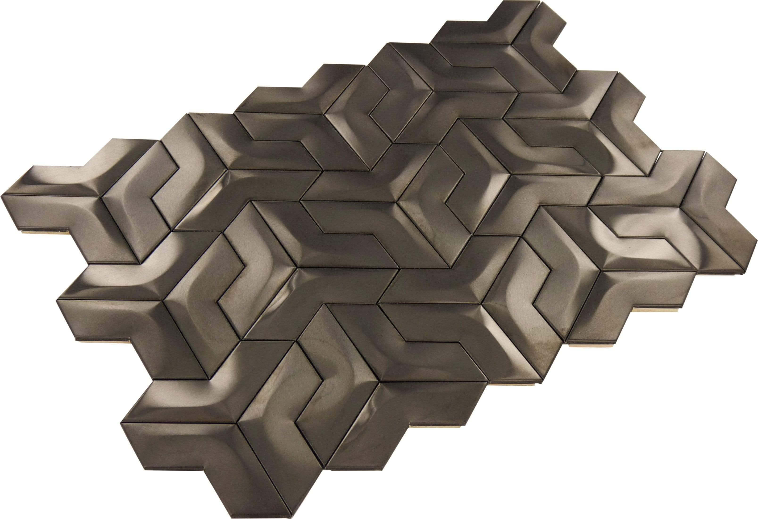 Gun Metal Unique Shapes Brushed Metal Tile Millenium Products