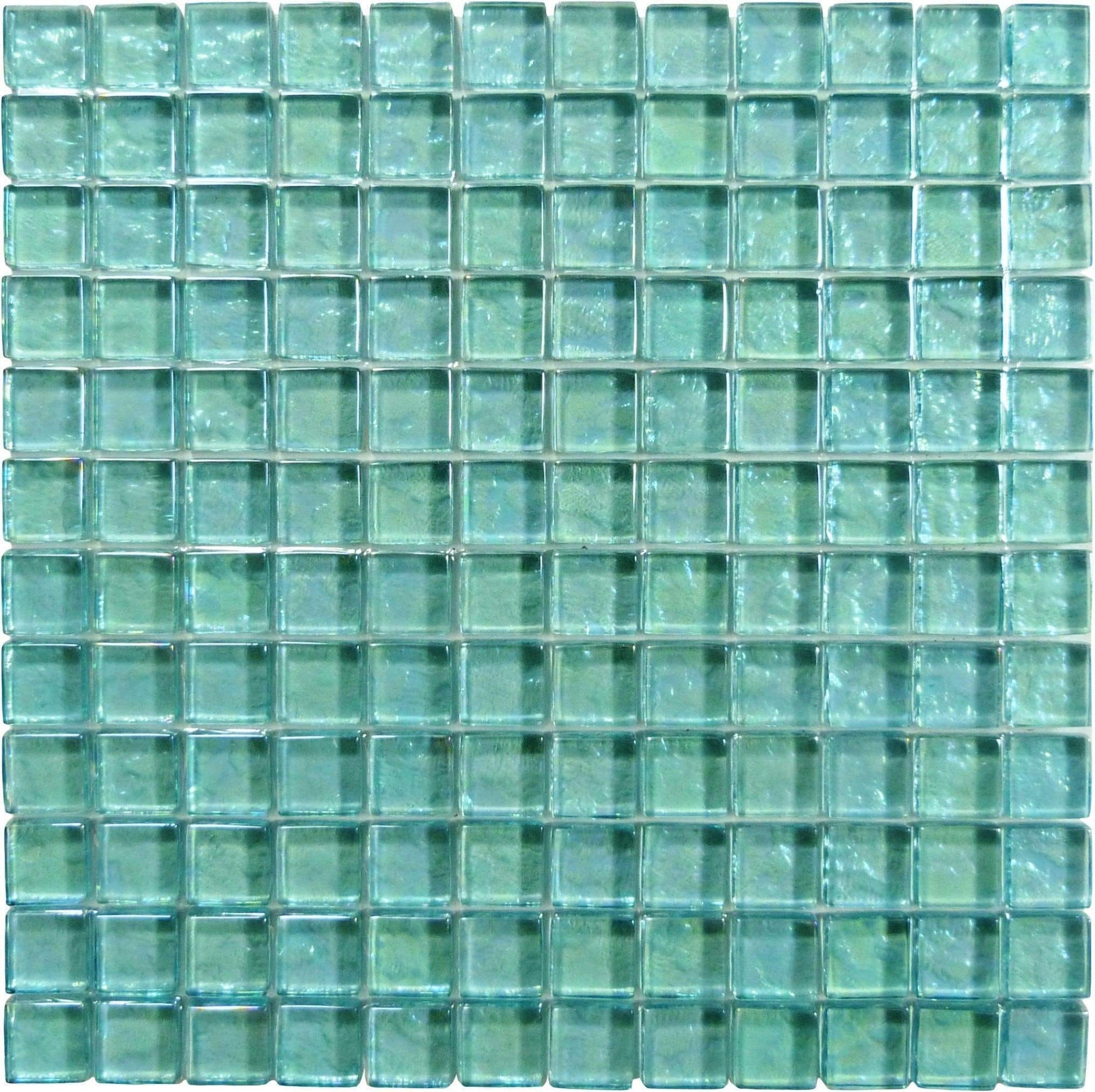 Galaxie Turquoise 1" x 1" Iridescent Glossy Glass Pool Tile Ocean Pool Mosaics