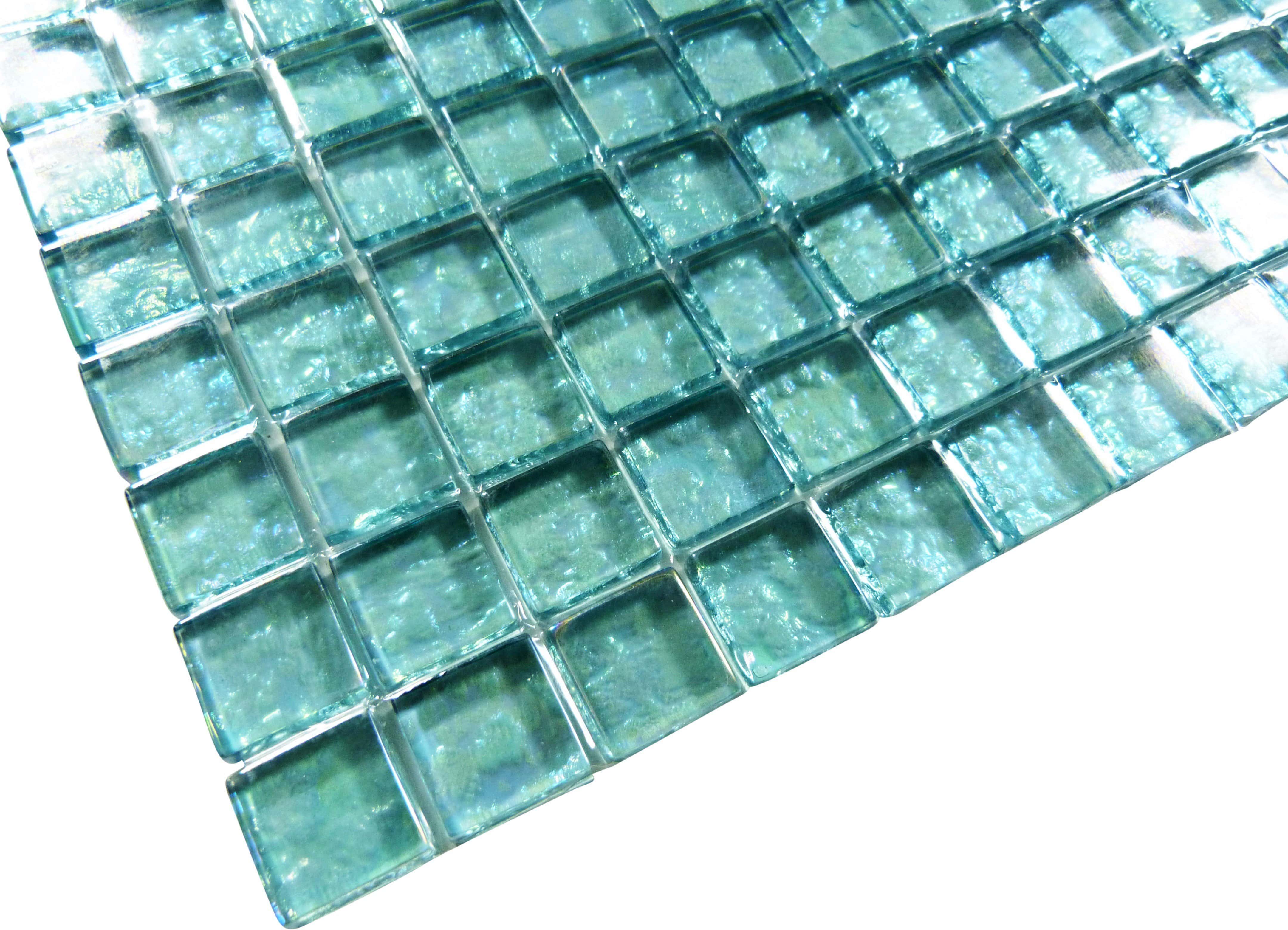 Galaxie Turquoise 1" x 1" Iridescent Glossy Glass Pool Tile Ocean Pool Mosaics