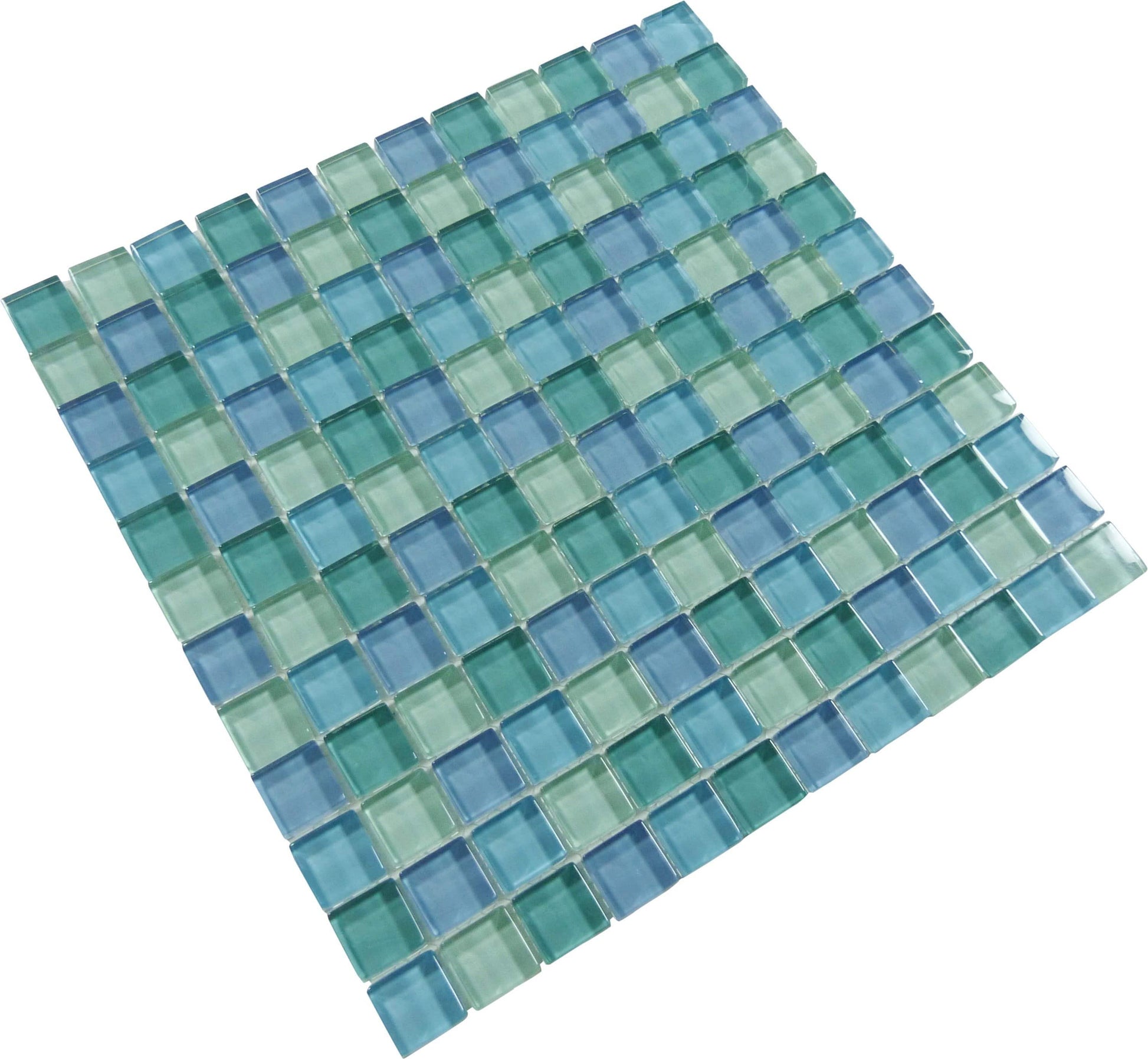 Serene Sea Blend 1'' x 1'' Glossy Glass Pool Tile Ocean Pool Mosaics